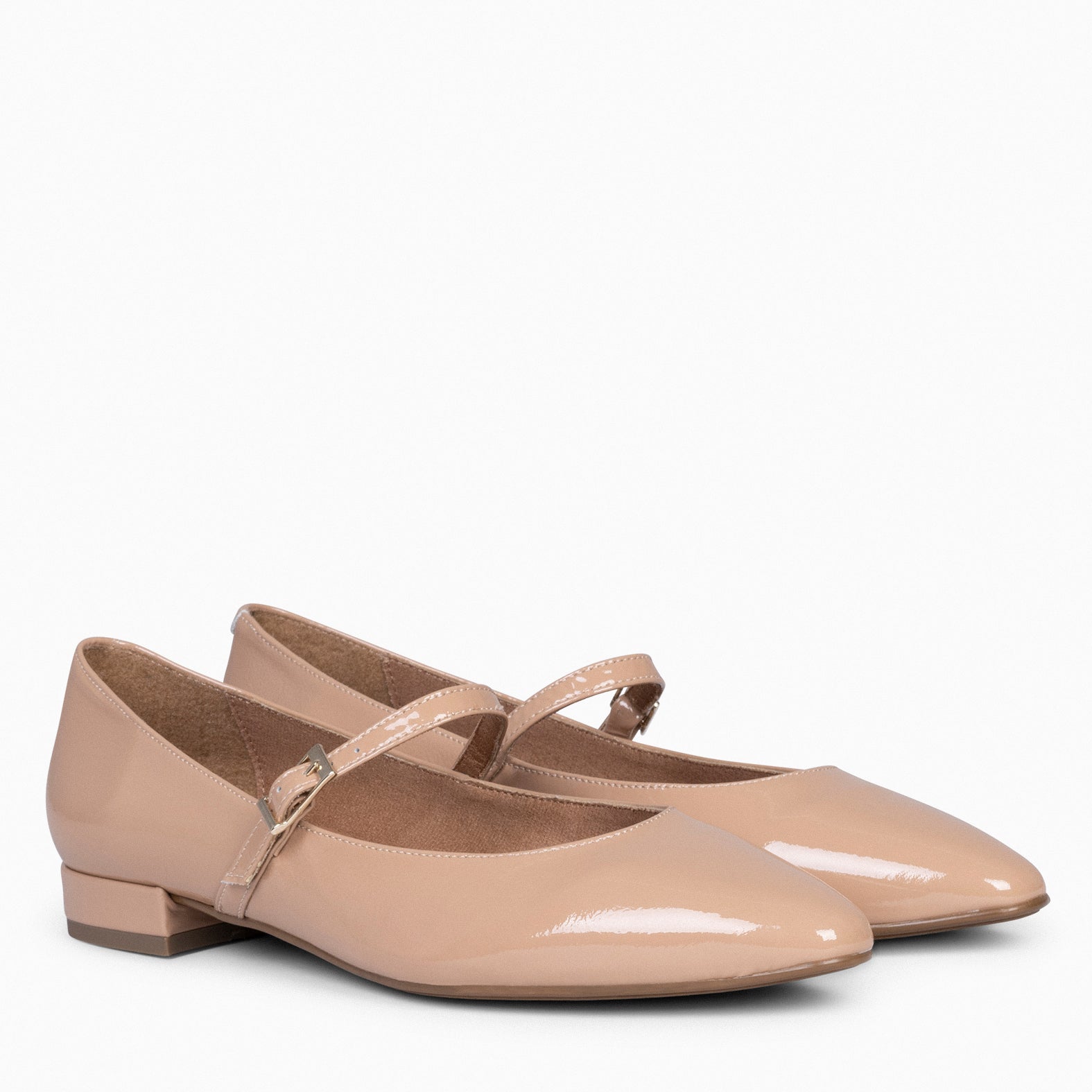 MERCEDITAS - Zapatos planos de charol con hebilla NUDE