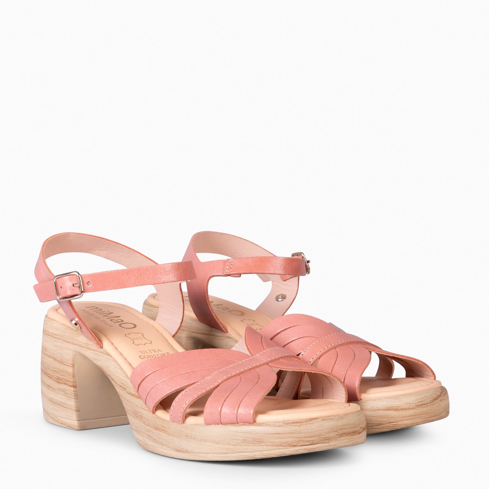 LANCY - SANDALIAS CASUAL DE TACÓN ROSA PALO