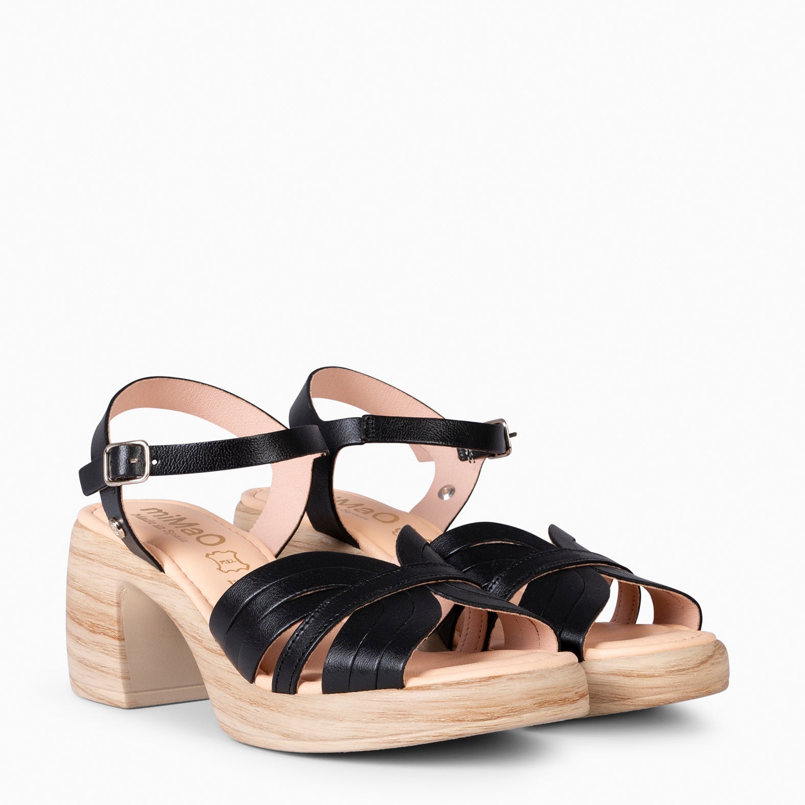 LANCY - SANDALIAS CASUAL DE TACÓN NEGRO