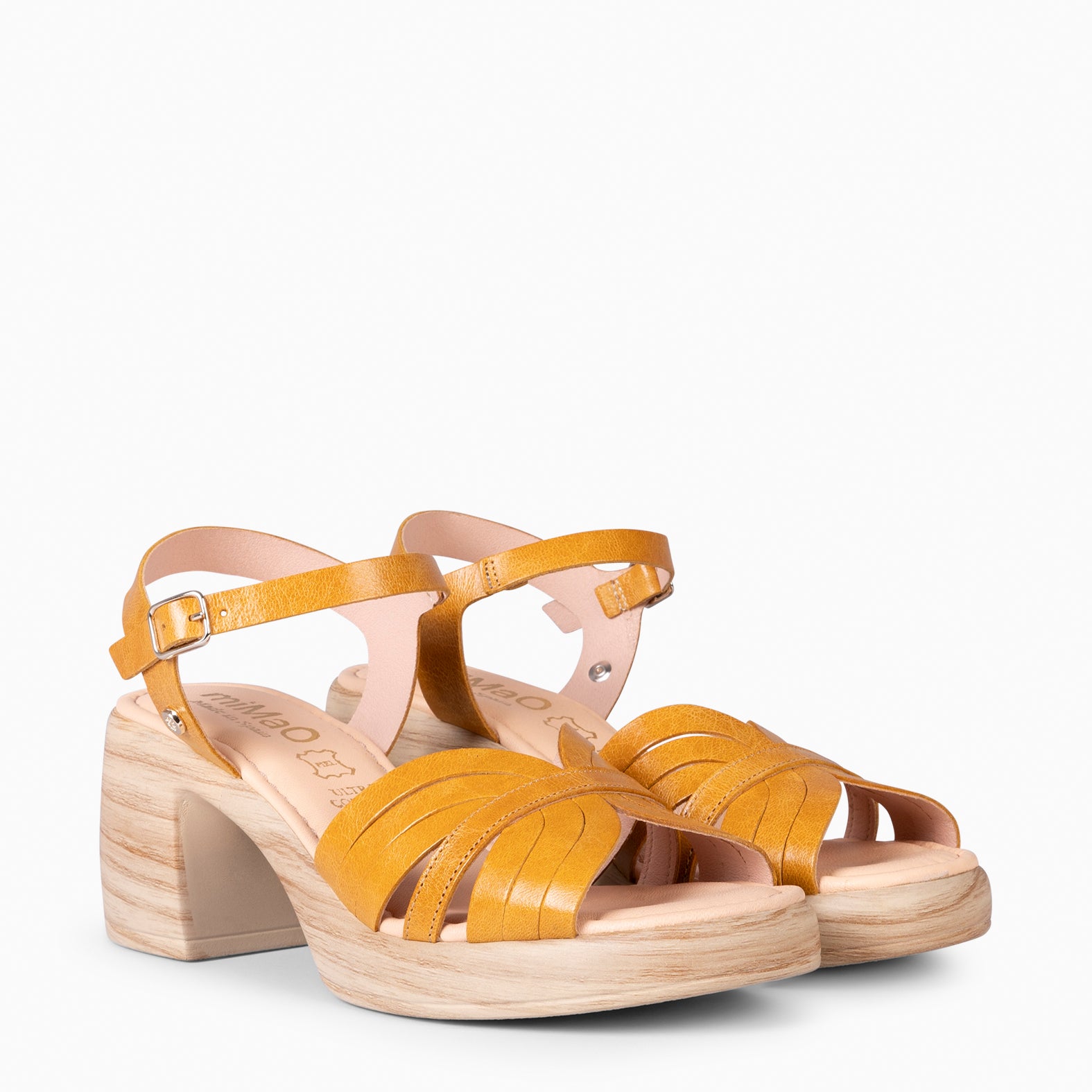 LANCY - SANDALIAS CASUAL DE TACÓN AMARILLO
