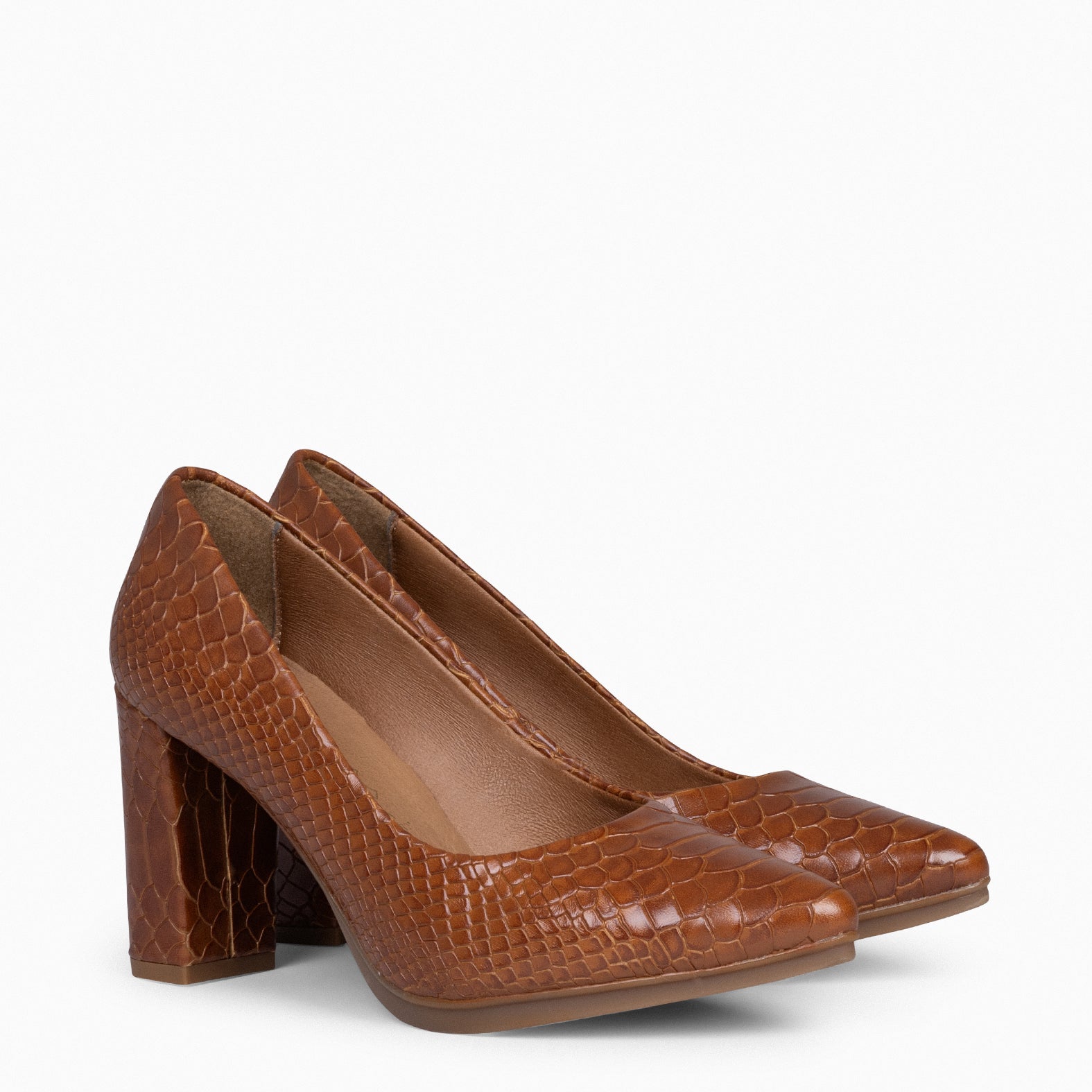 URBAN SAUVAGE - Zapatos de salón con textura de serpiente CAMEL