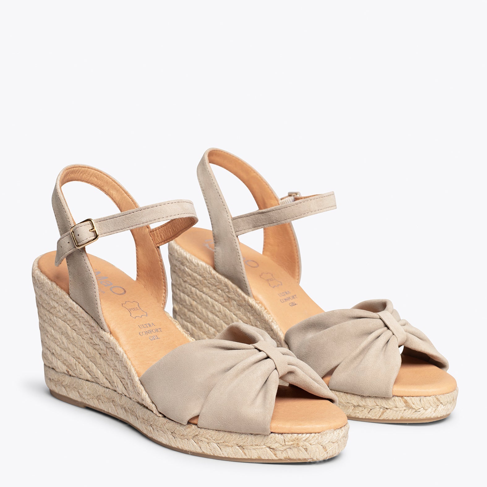 PALMA - Sandalias de esparto con cuña TAUPE