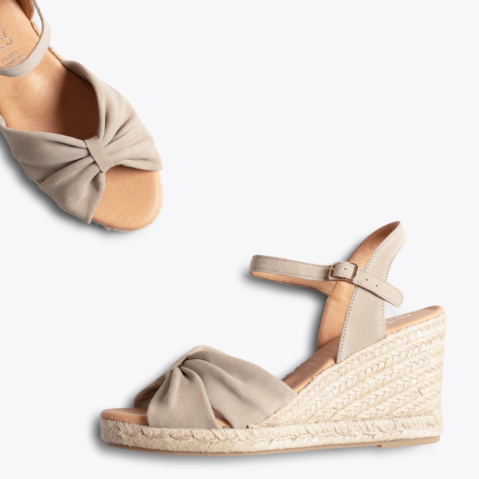PALMA - Sandalias de esparto con cuña TAUPE