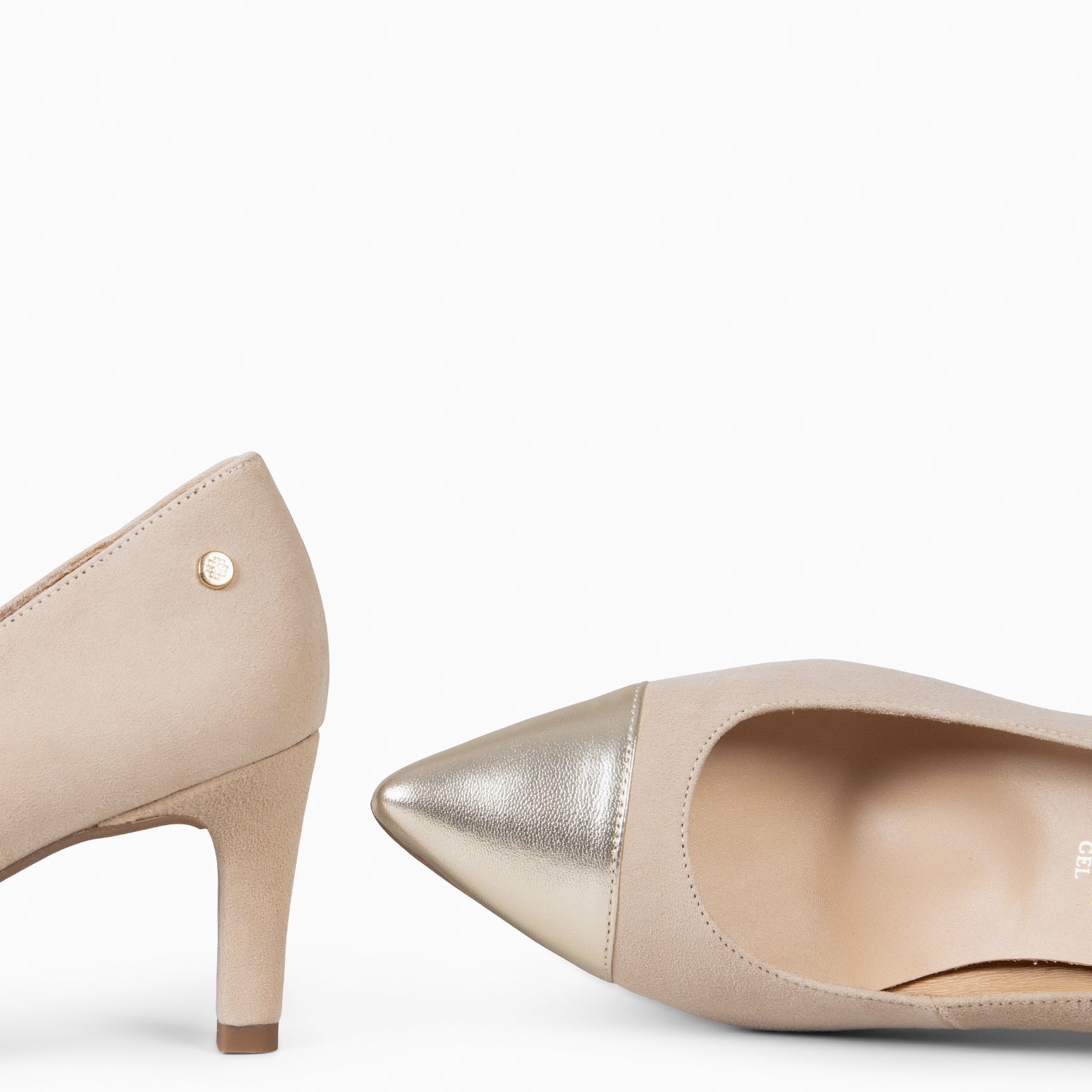 LILLY S - Zapato de tacón con puntera bicolor CAMEL ORO
