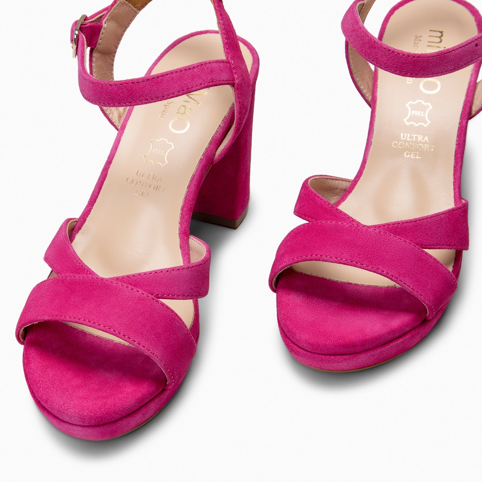PARIS – Sandalias de fiesta con tacón alto y plataforma FUCSIA