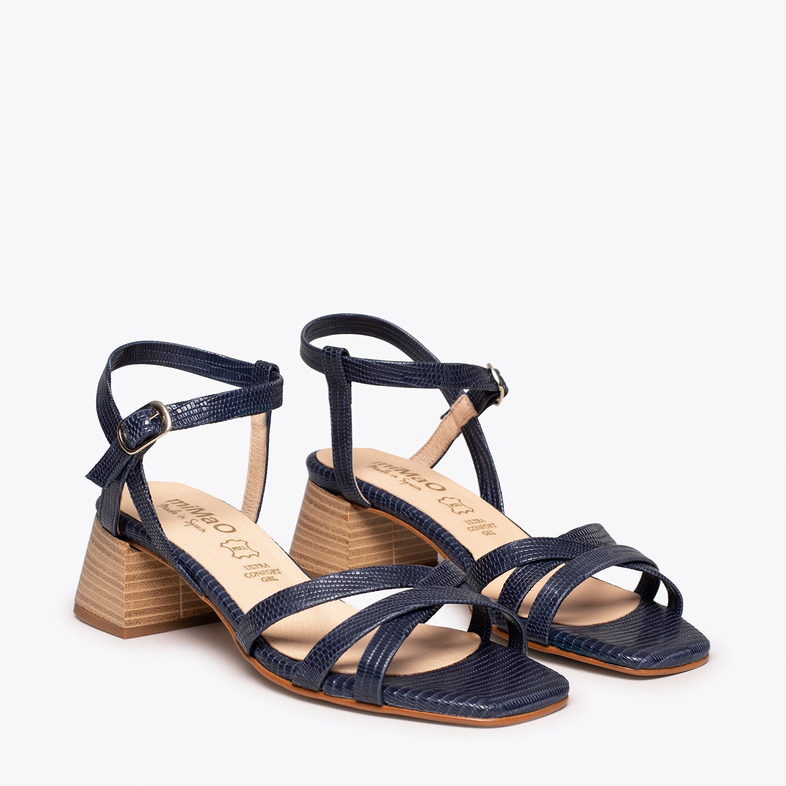 ELEGANT Sandalias AZUL MARINO de vestir textura Serpiente