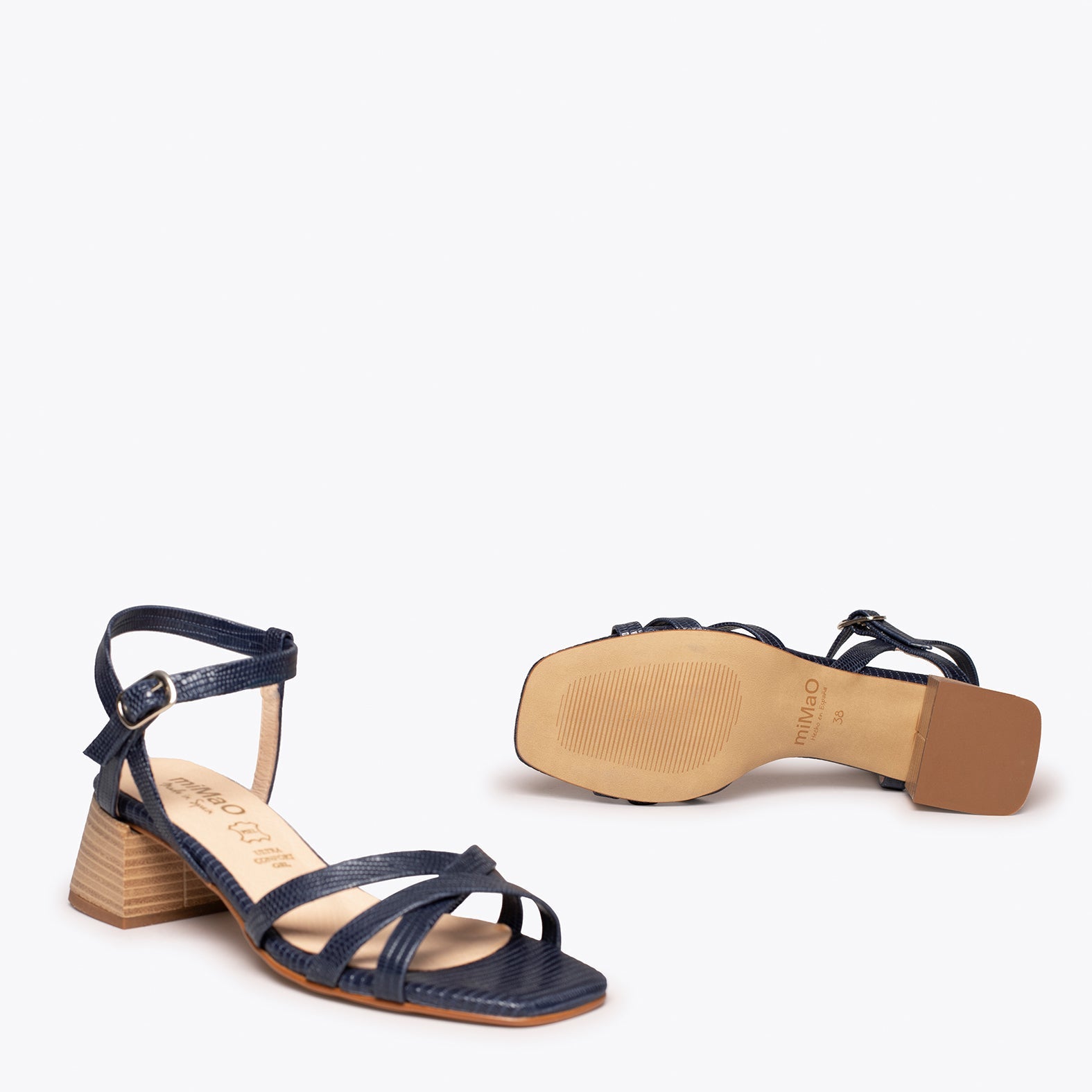 ELEGANT Sandalias AZUL MARINO de vestir textura Serpiente