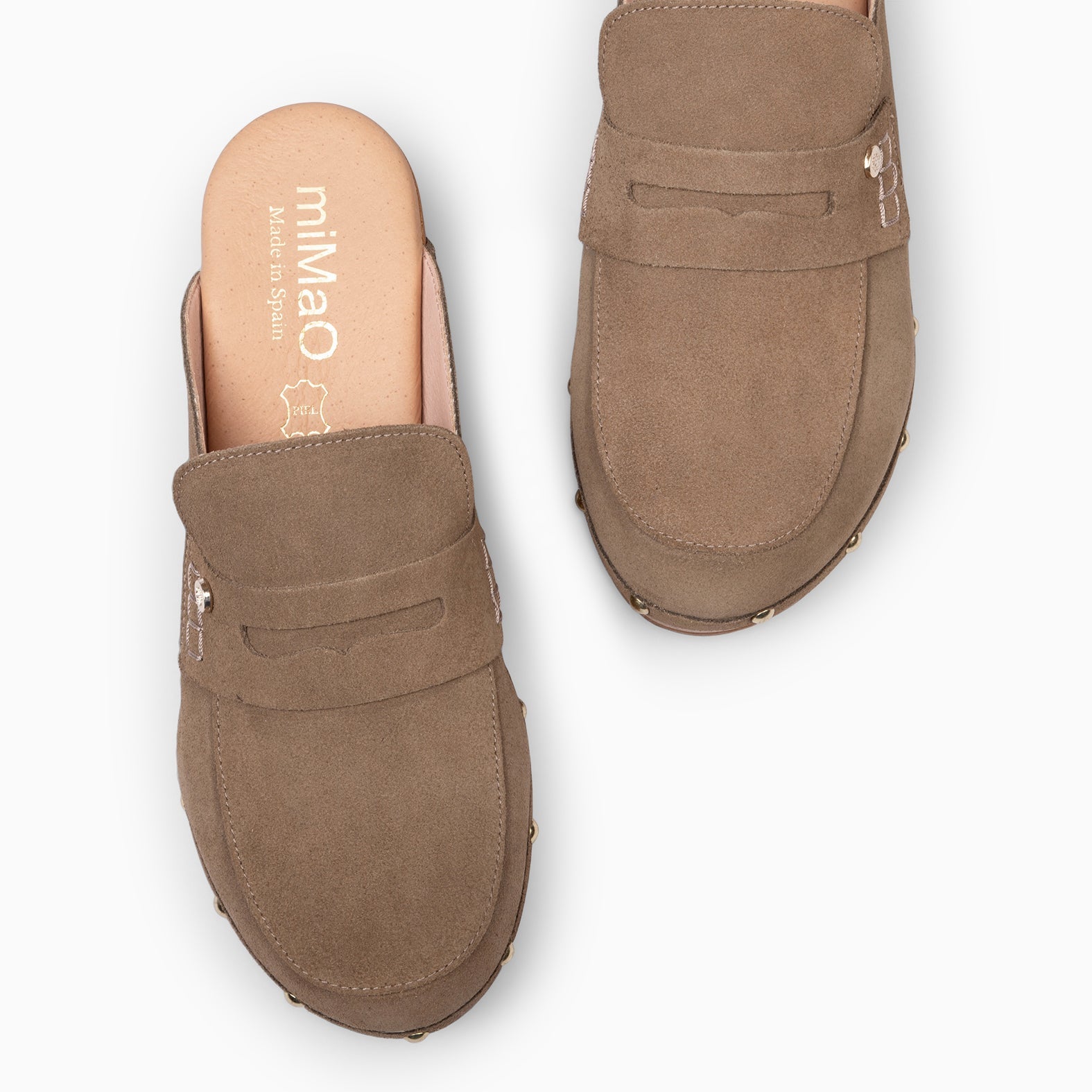 GASSIN - Zuecos con tacón Bajo y Plataforma TAUPE