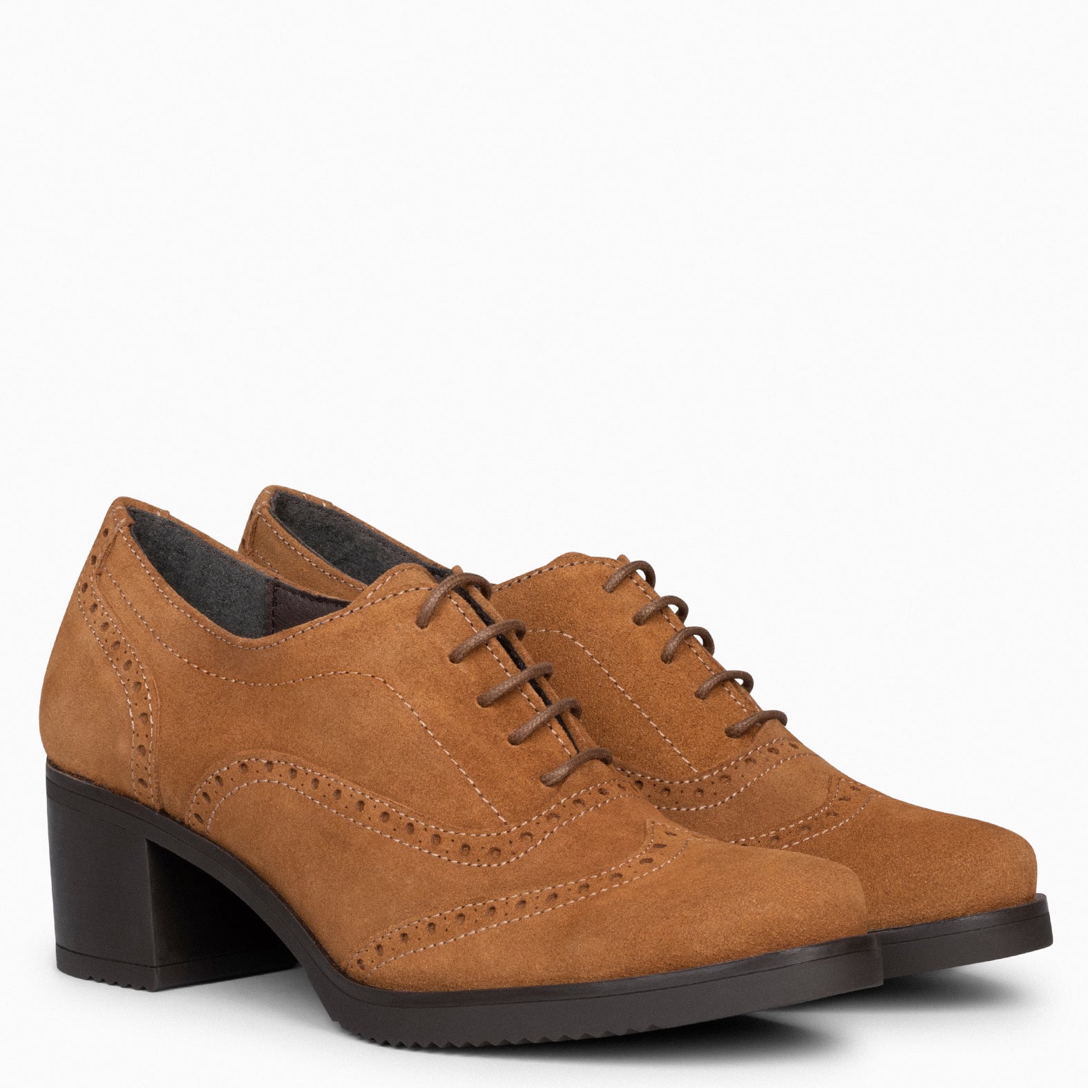 OXFORD – Blucher de mujer con tacón CAMEL