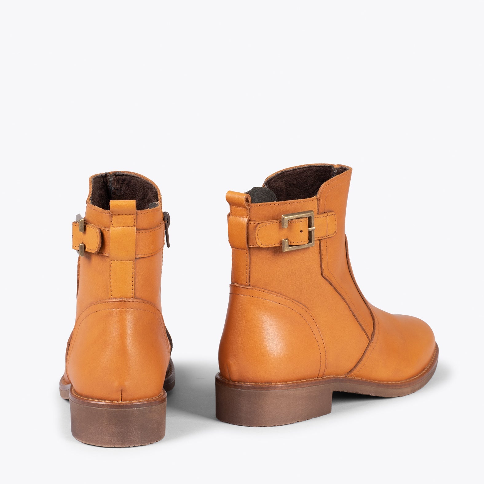 BIKER – Botines bajos con hebilla MARRÓN