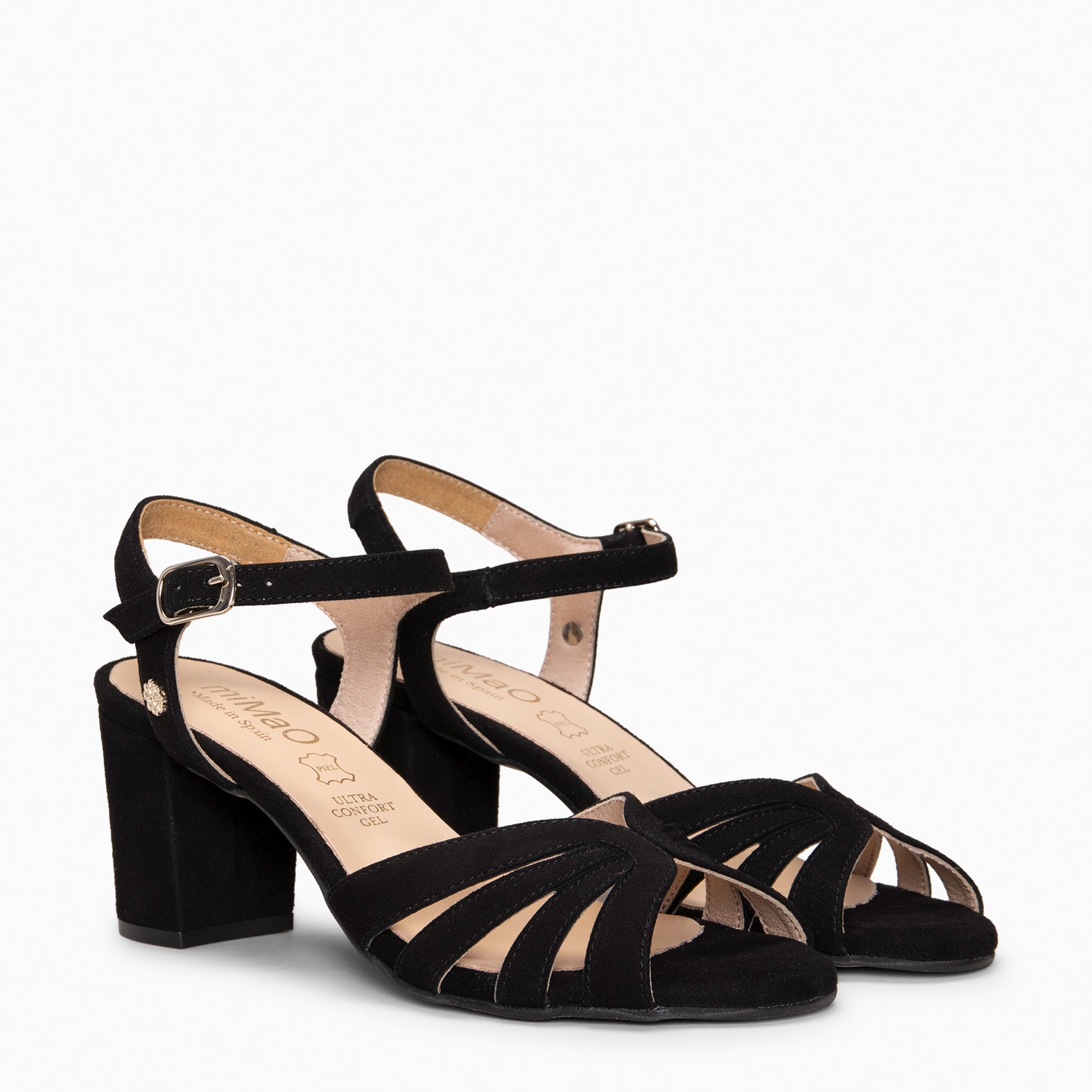 MUSA – Sandalias de Tacón ancho NEGRO