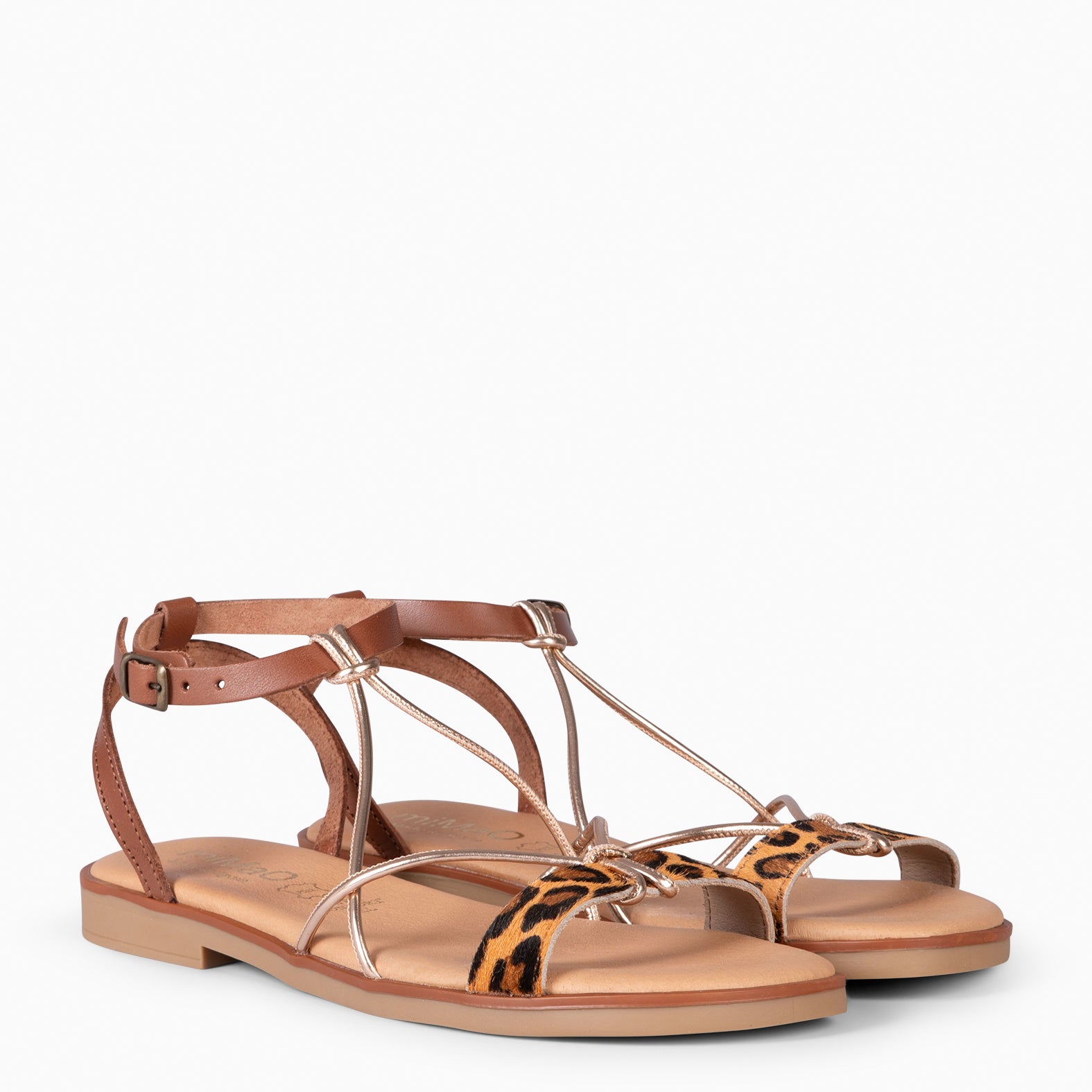 AMONET – Sandalias planas elegantes LEOPARDO