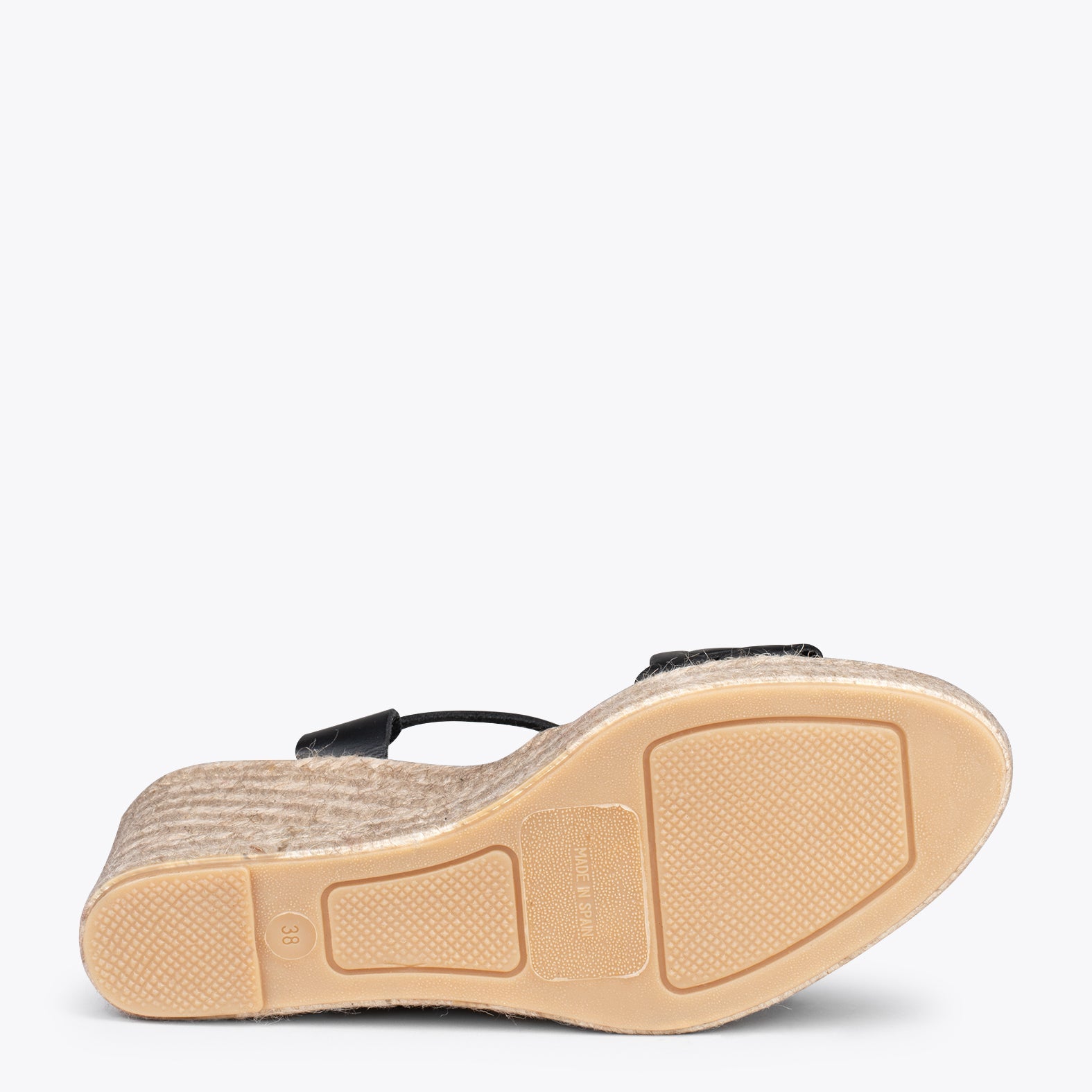 OASIS – Cuñas de esparto tostado con trenza NEGRO
