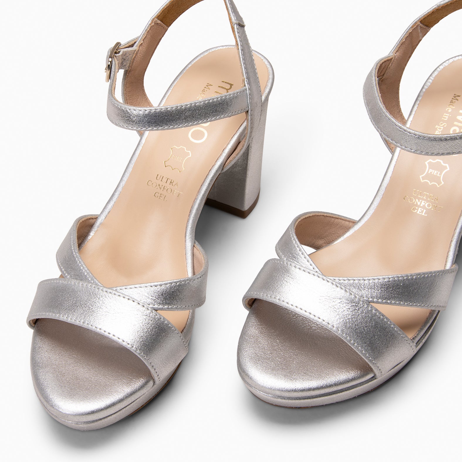 PARIS – Sandalias de fiesta con tacón alto y plataforma PLATA