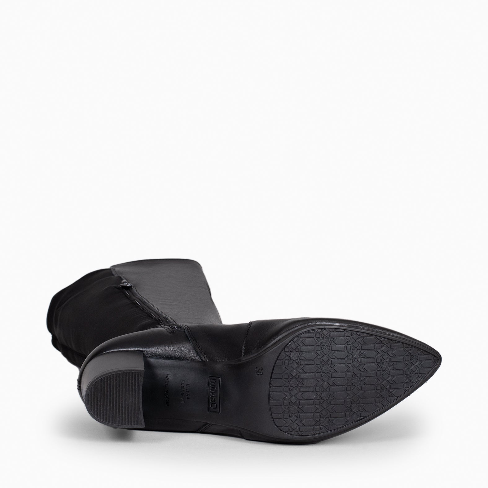 SUNSET – Botas de Tacón Elásticas NEGRO Napa