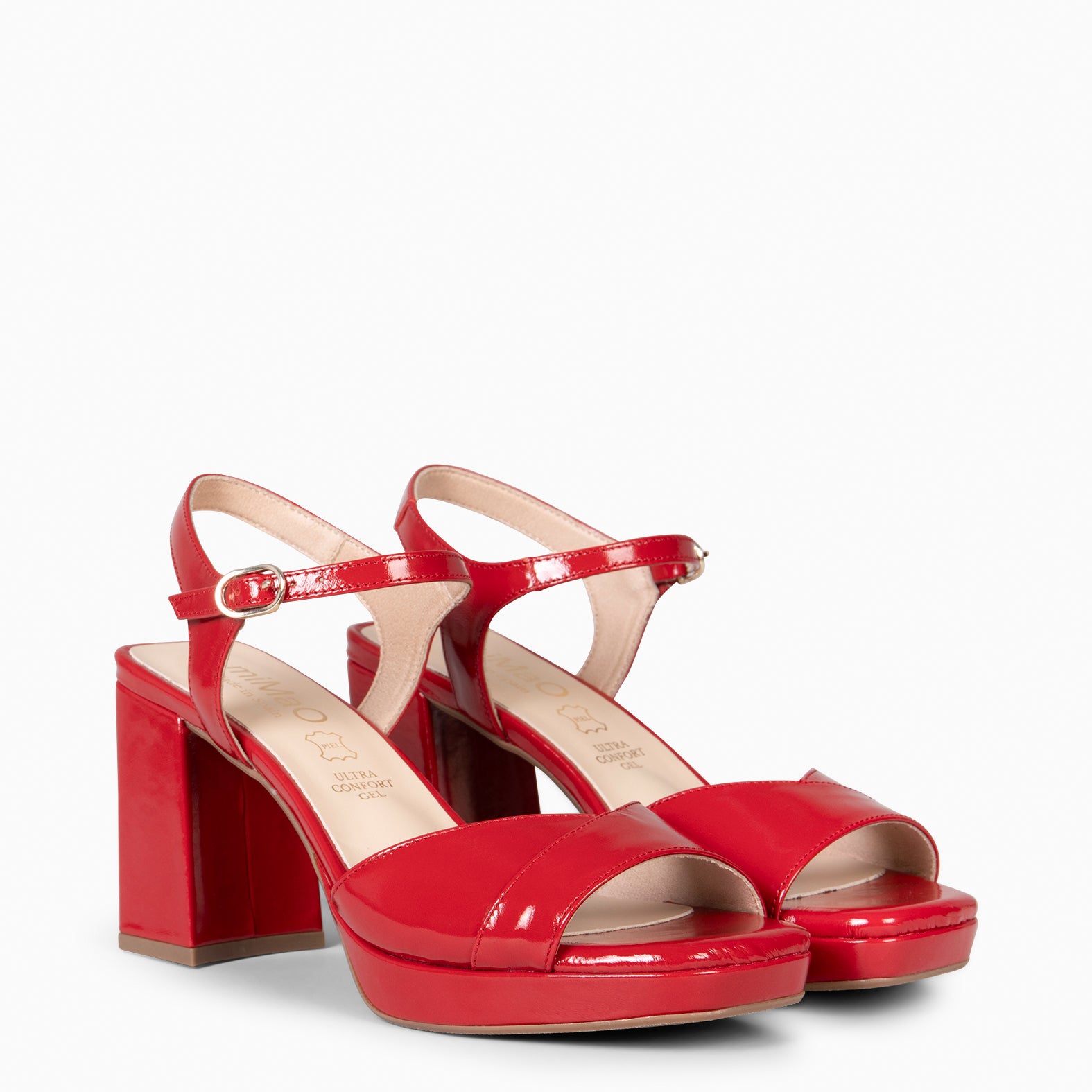 MICHELLE - ZAPATOS DE DE MUJER DE TACÓN ANCHO ROJO