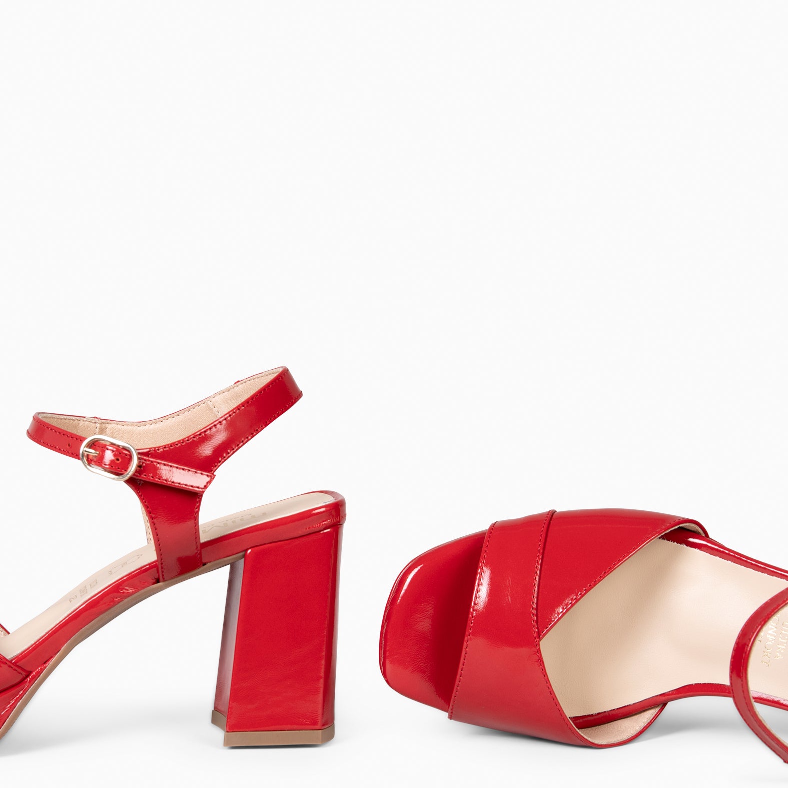 MICHELLE - ZAPATOS DE DE MUJER DE TACÓN ANCHO ROJO