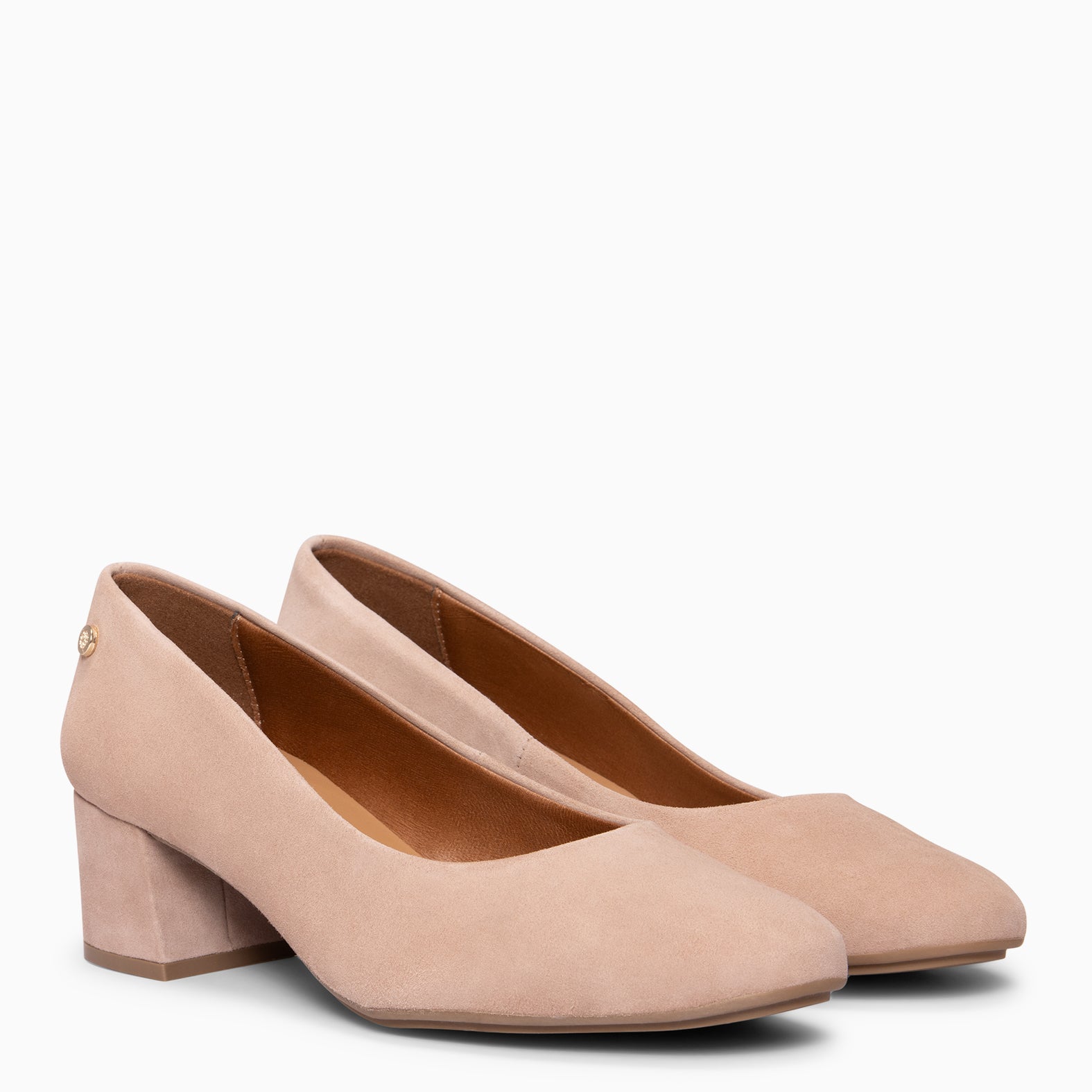 URBAN REDONDO - Zapatos de tacón bajo de ante en NUDE