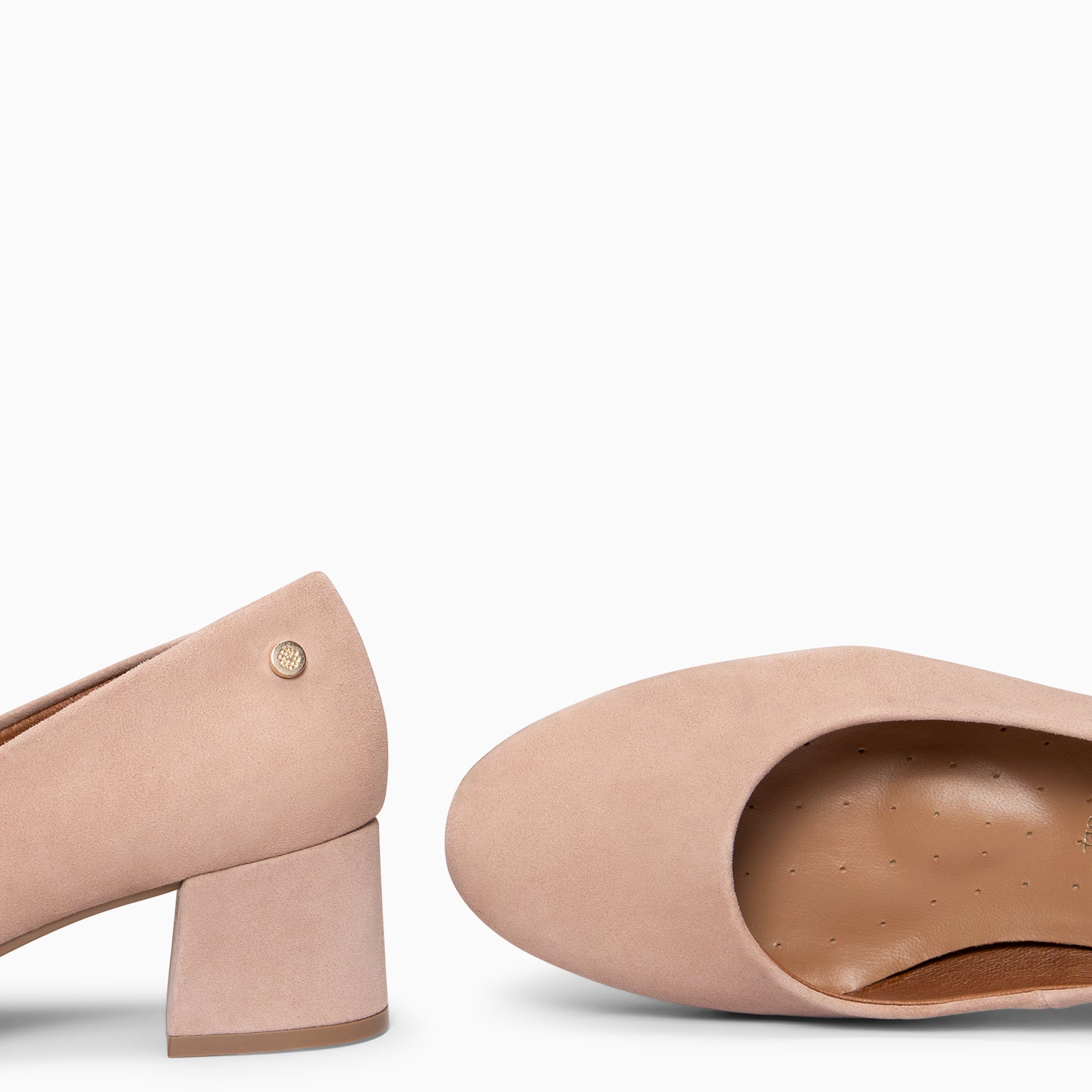 URBAN REDONDO - Zapatos de tacón bajo de ante en NUDE