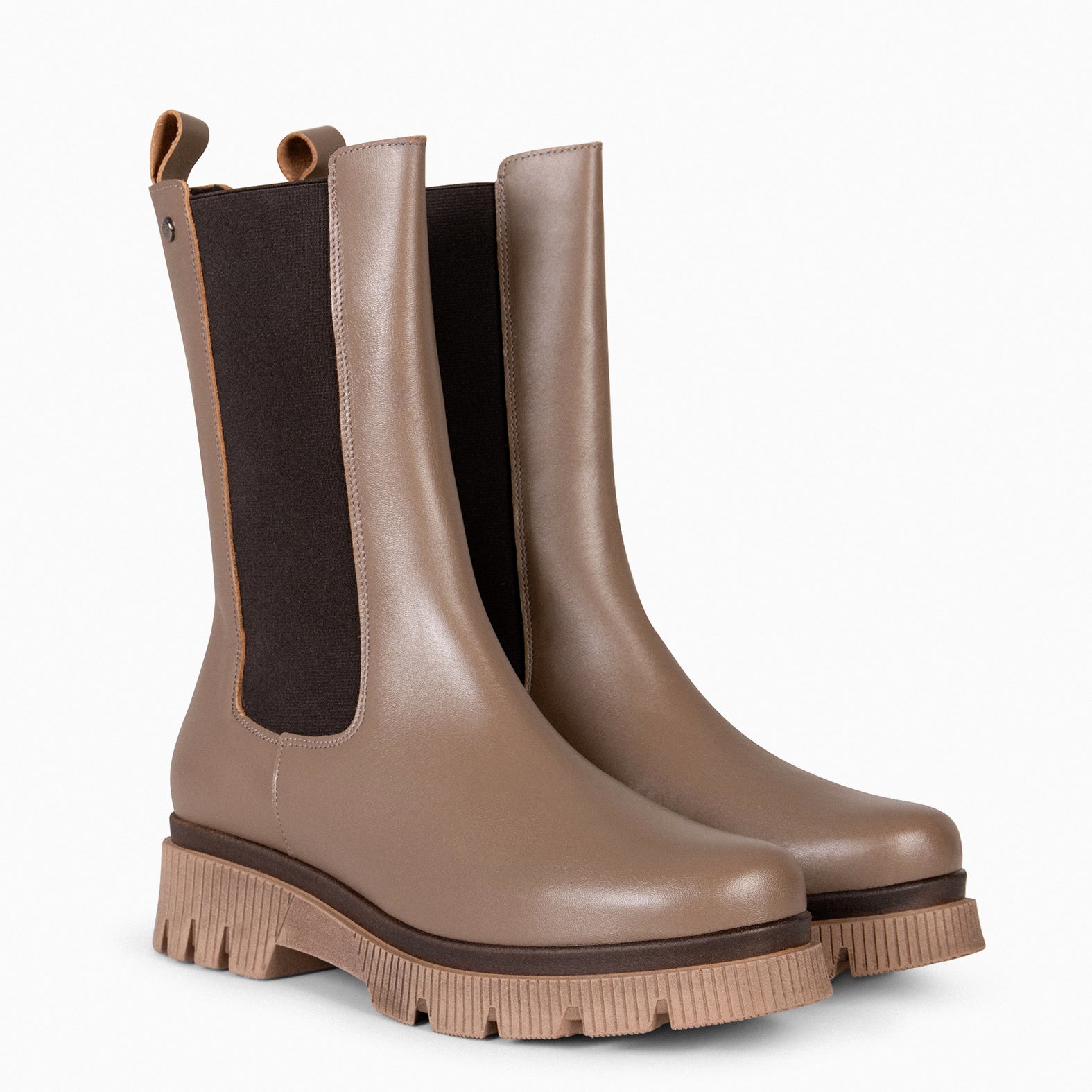 HANNAH - Botines Chelsea con Plataforma Track TAUPE