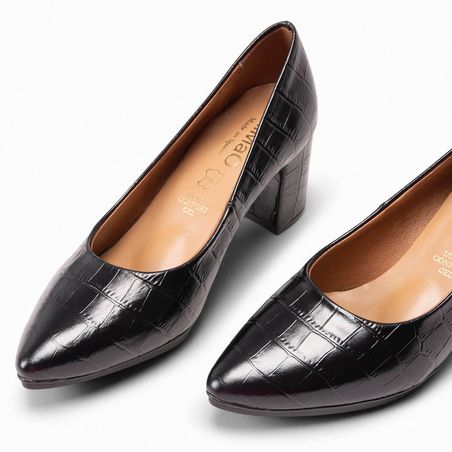 URBAN SAUVAGE S - Zapatos de tacón alto con textura napa grabada en coco NEGRO