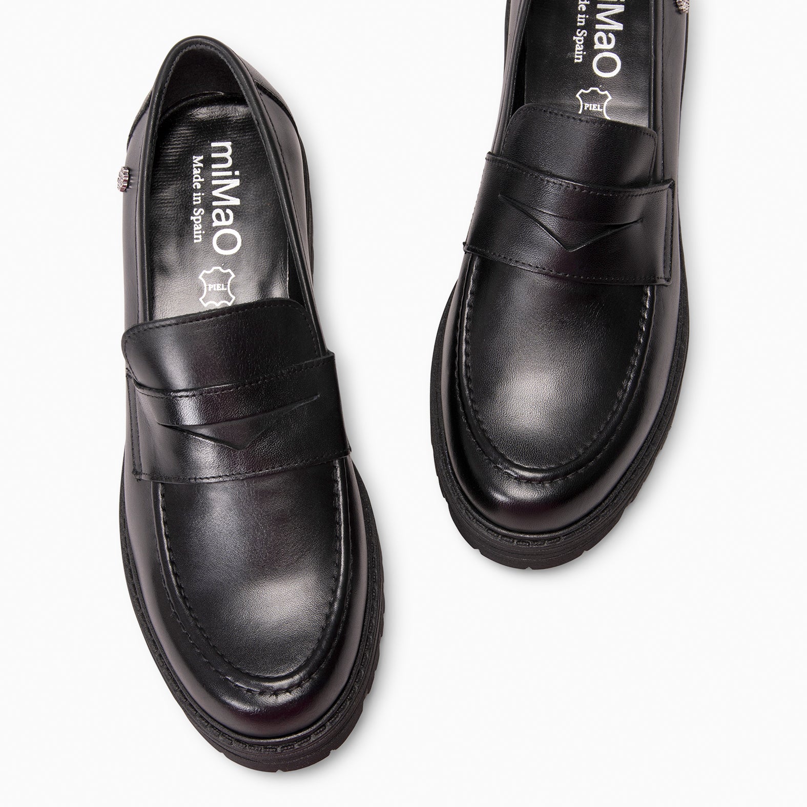 TRAVIS - Mocasin de piel de napa cepillada NEGRO