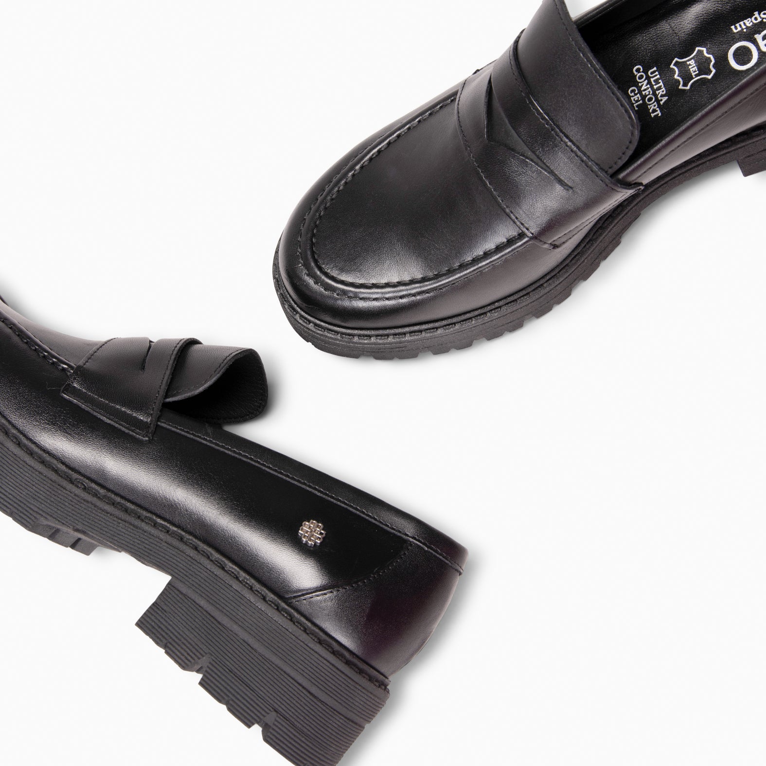 TRAVIS - Mocasin de piel de napa cepillada NEGRO