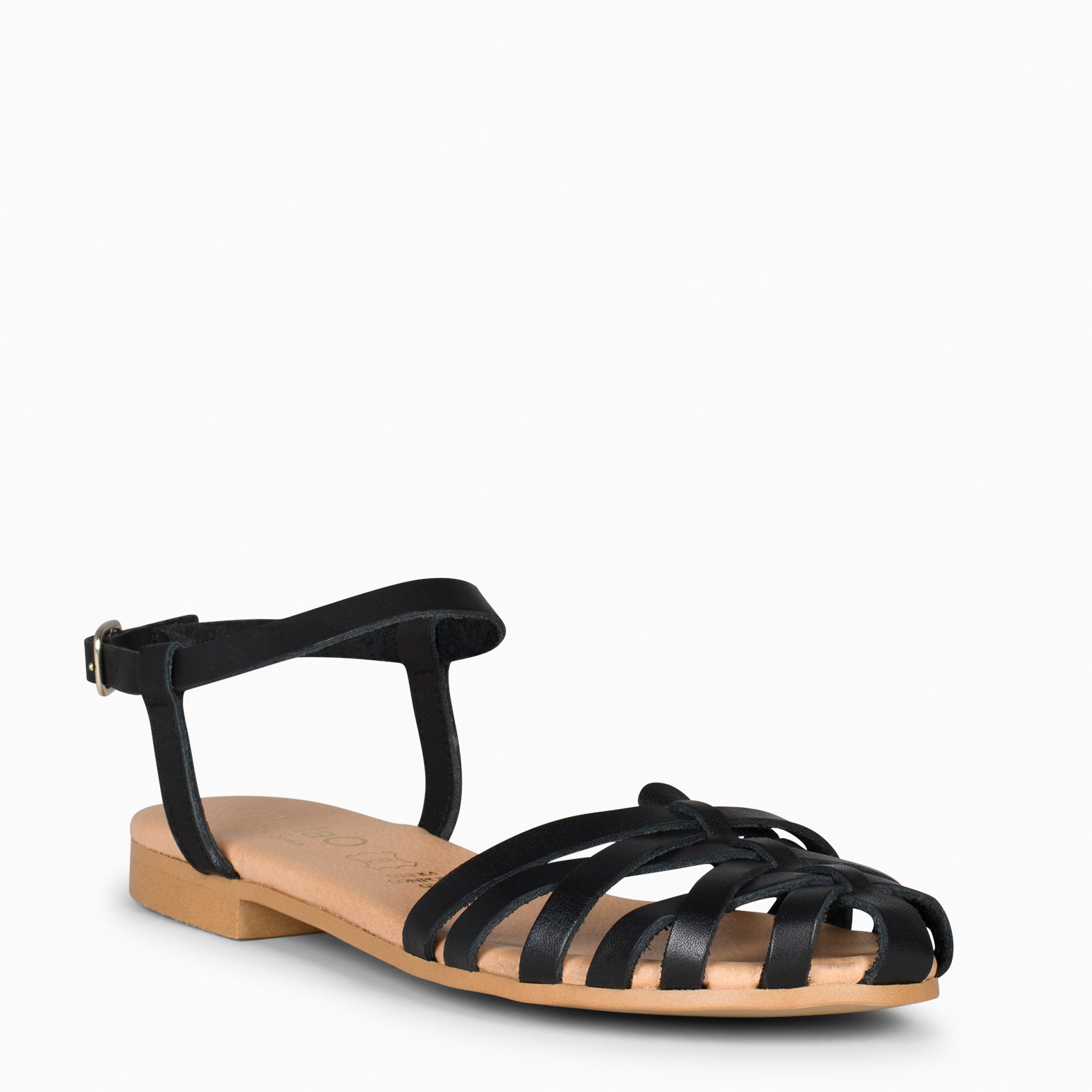 CANGREJERA – Sandalias planas trenzadas NEGRO