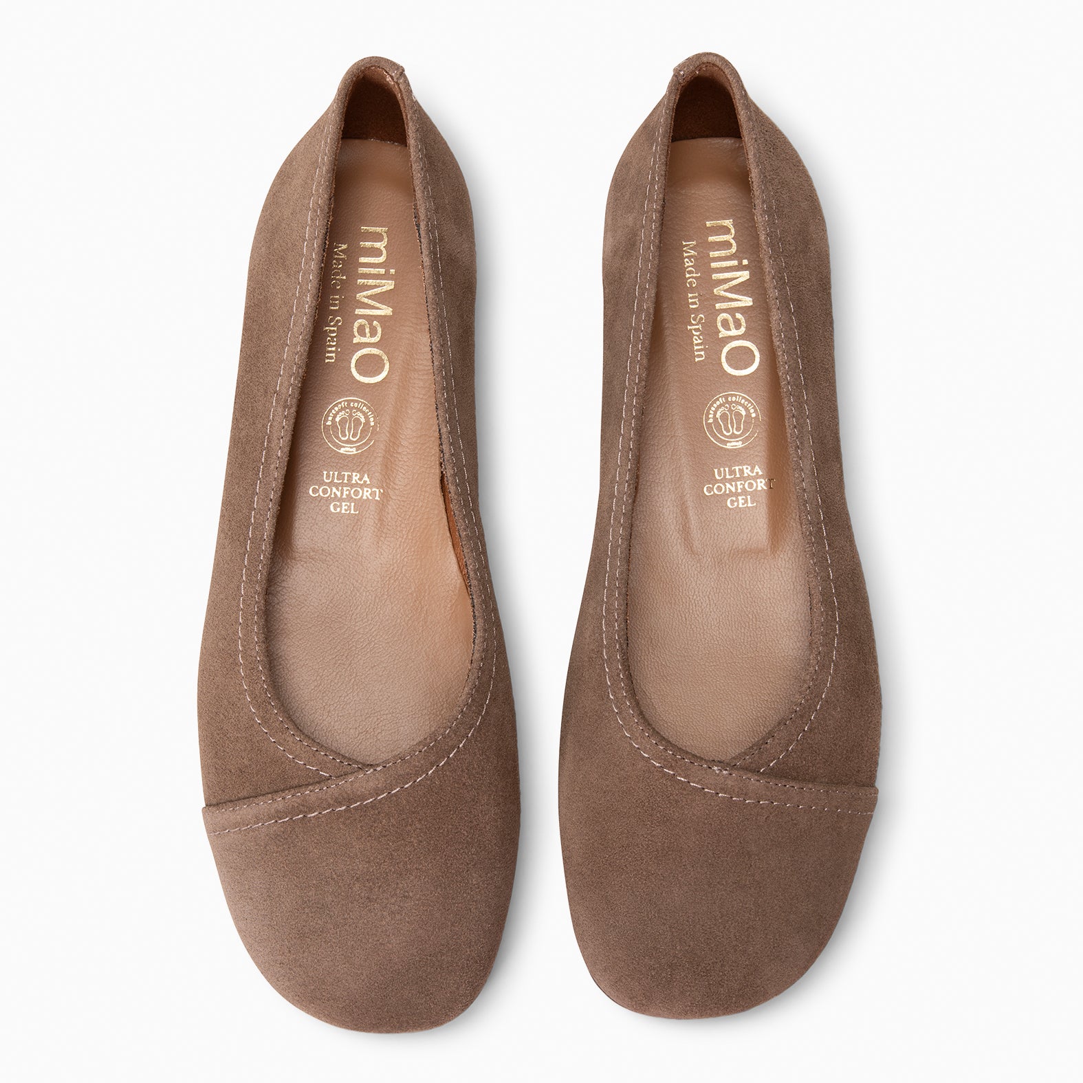 PLUMA - Bailarina baresoft de serraje en TAUPE