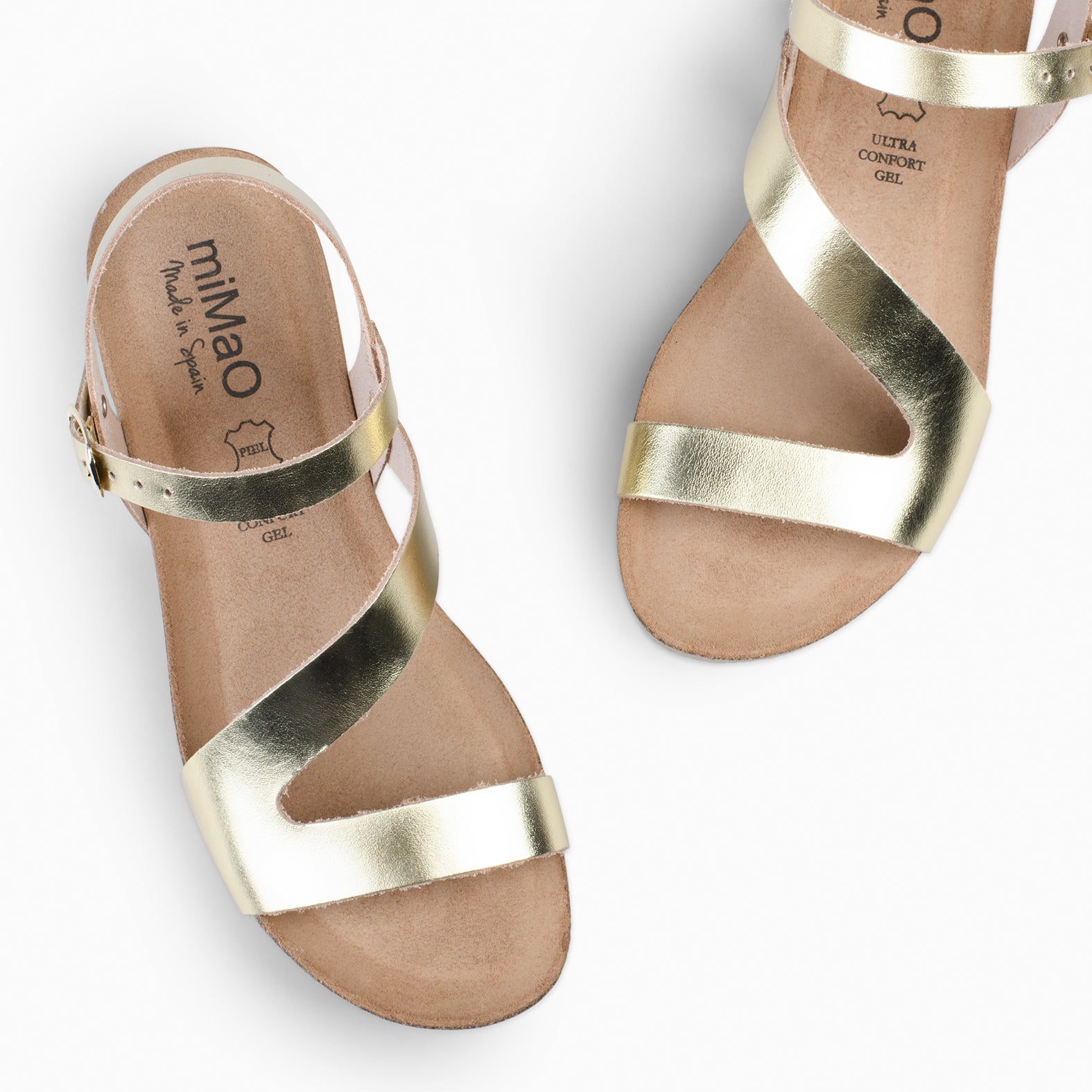 LIS - Sandalias BIO de piel de Vaquetilla PLATINO