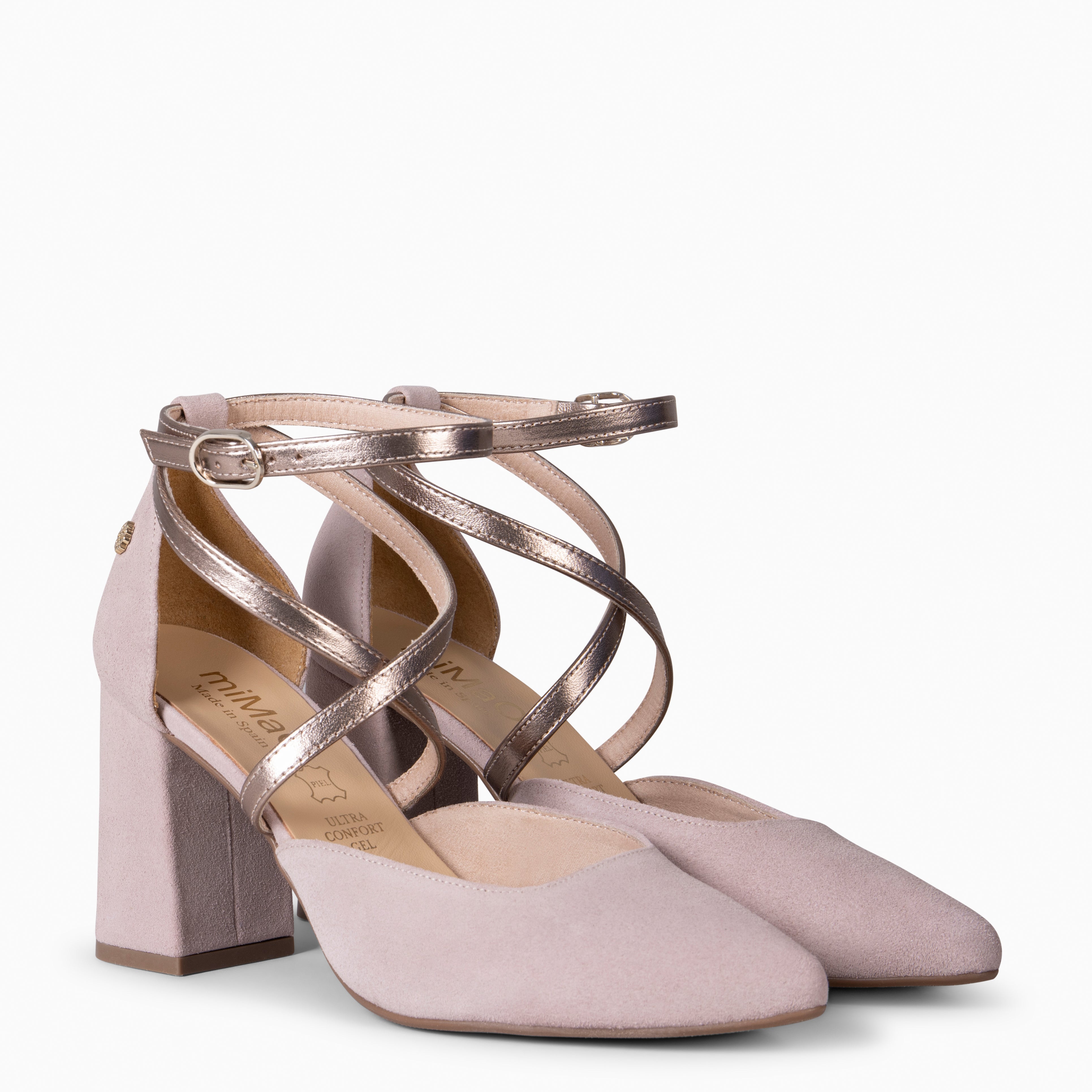 ARIEL - Zapato de tacón ancho ROSA METAL