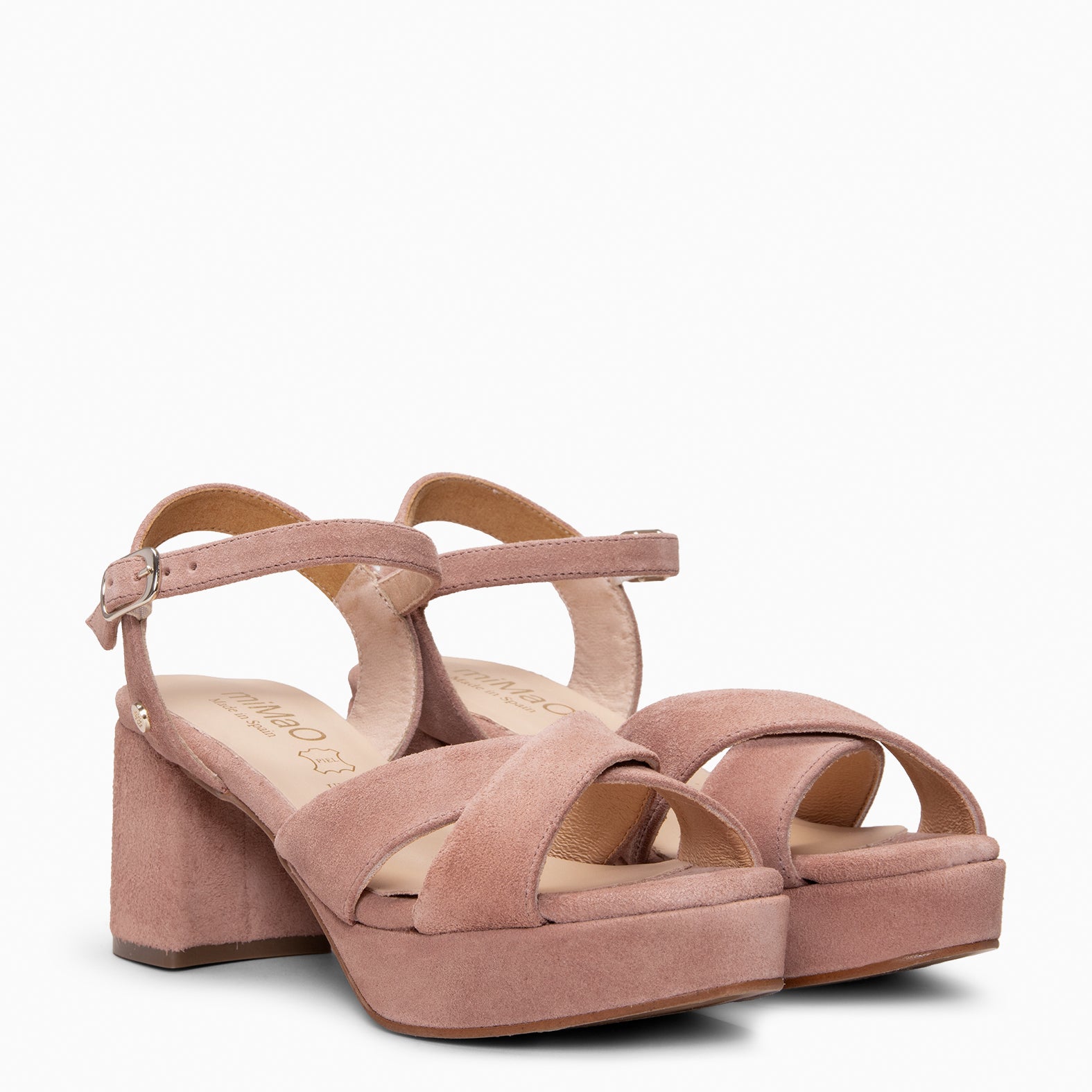 CERDEÑA - Sandalias de tacón ancho y plataforma ROSA PALO