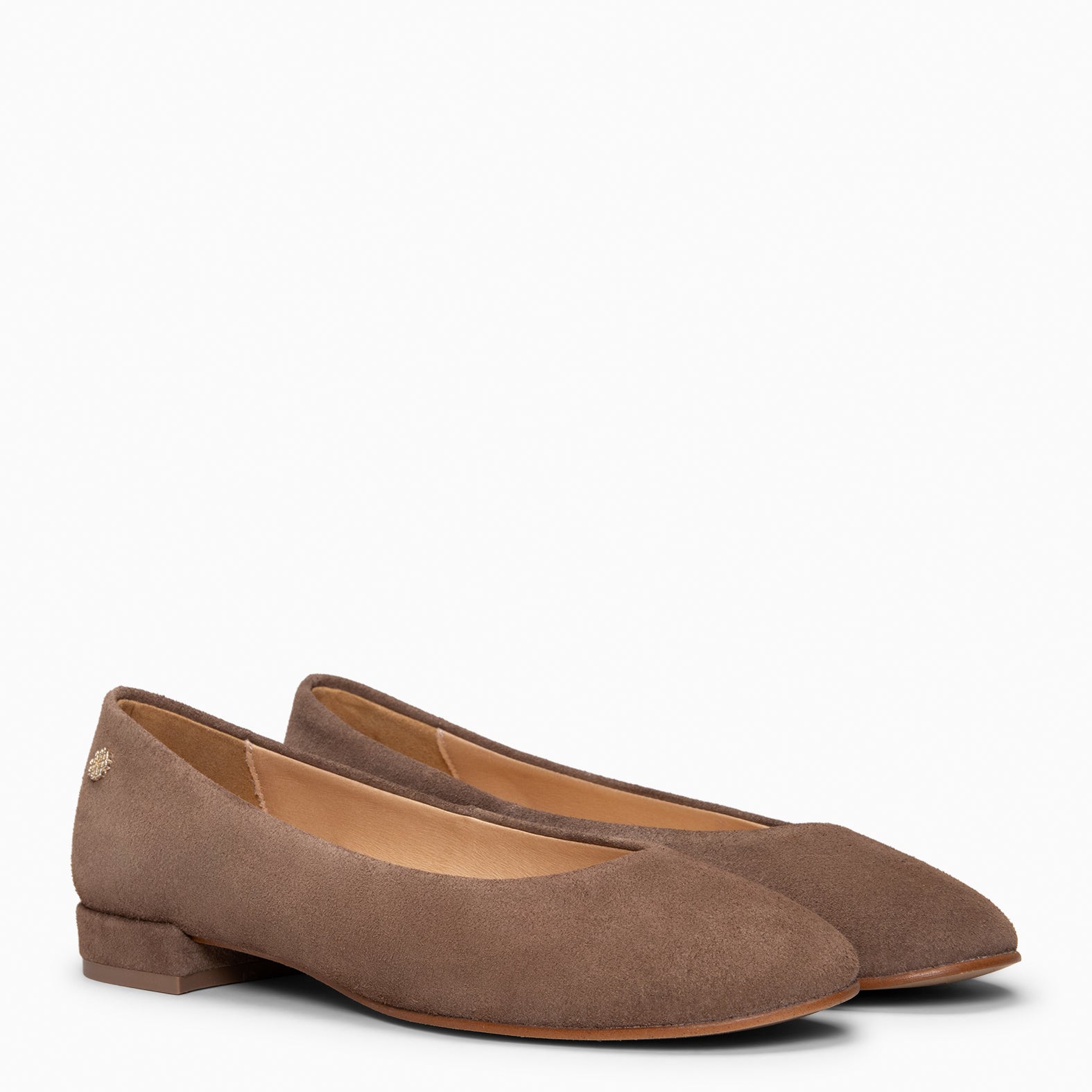 CHLOE - Bailarinas de ante con puntera redonda TAUPE