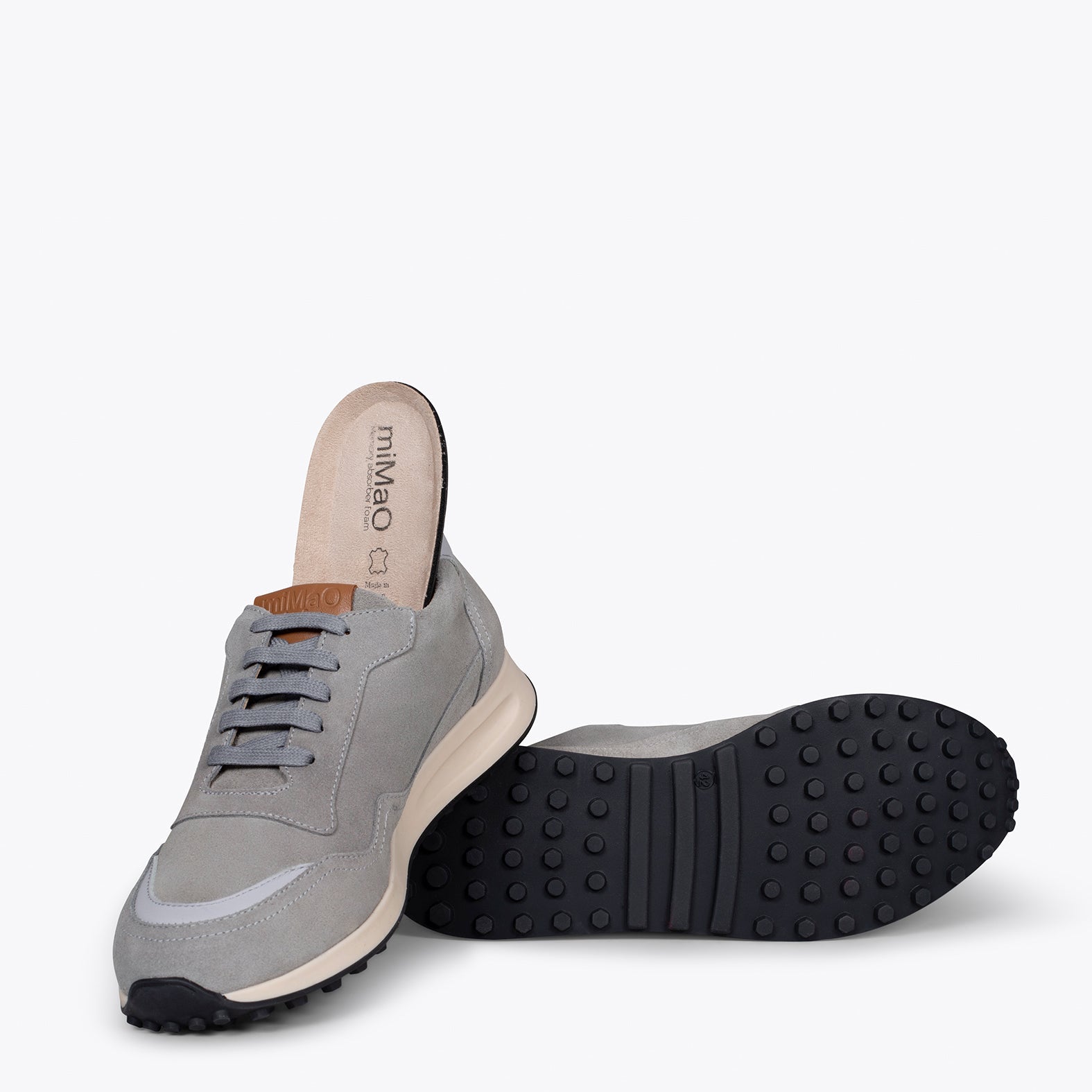BOSTON -  Zapatillas de piel para hombre GRIS