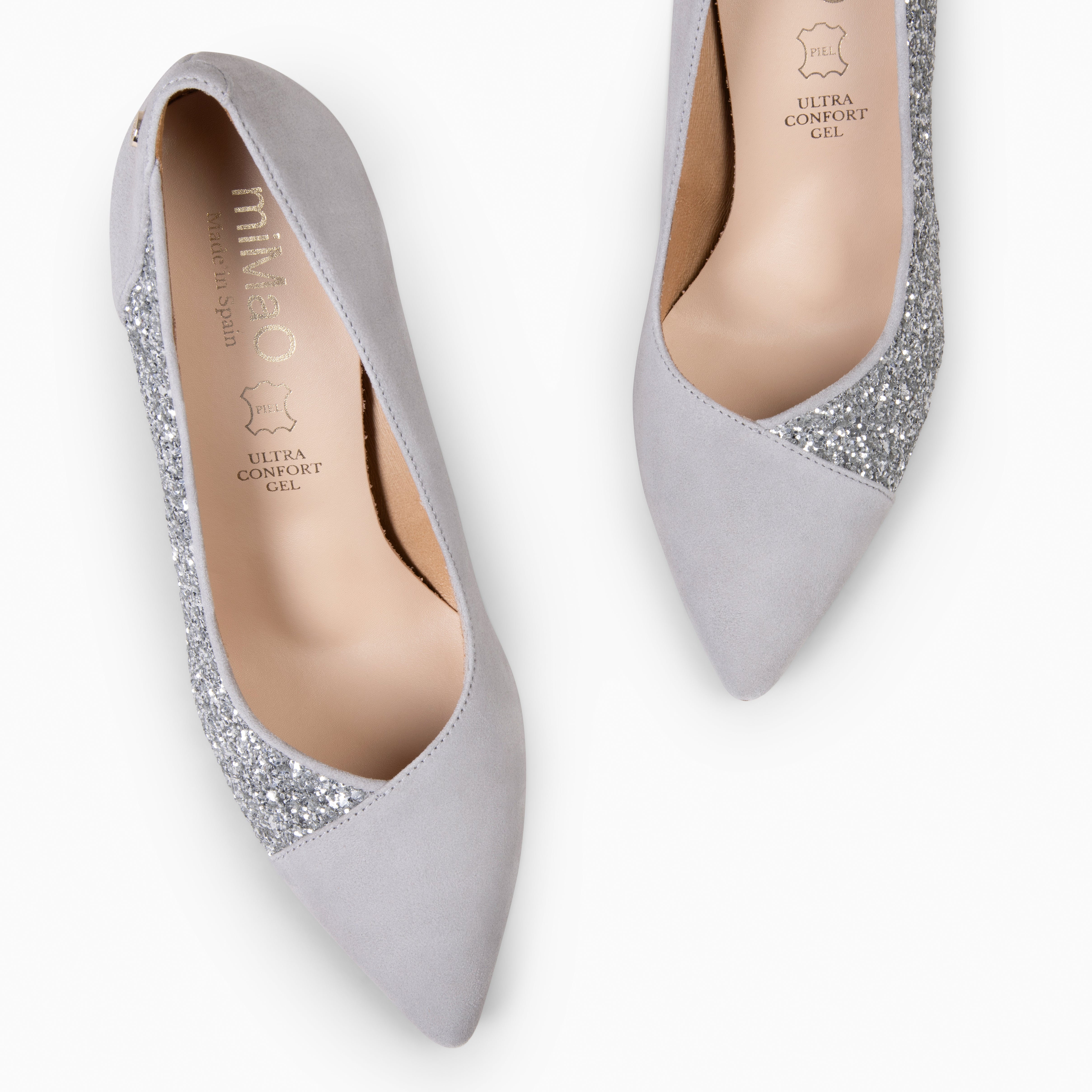 GLAM NIGHT– ZAPATOS ELEGANTES DE TACÓN ALTO GRIS PERLA