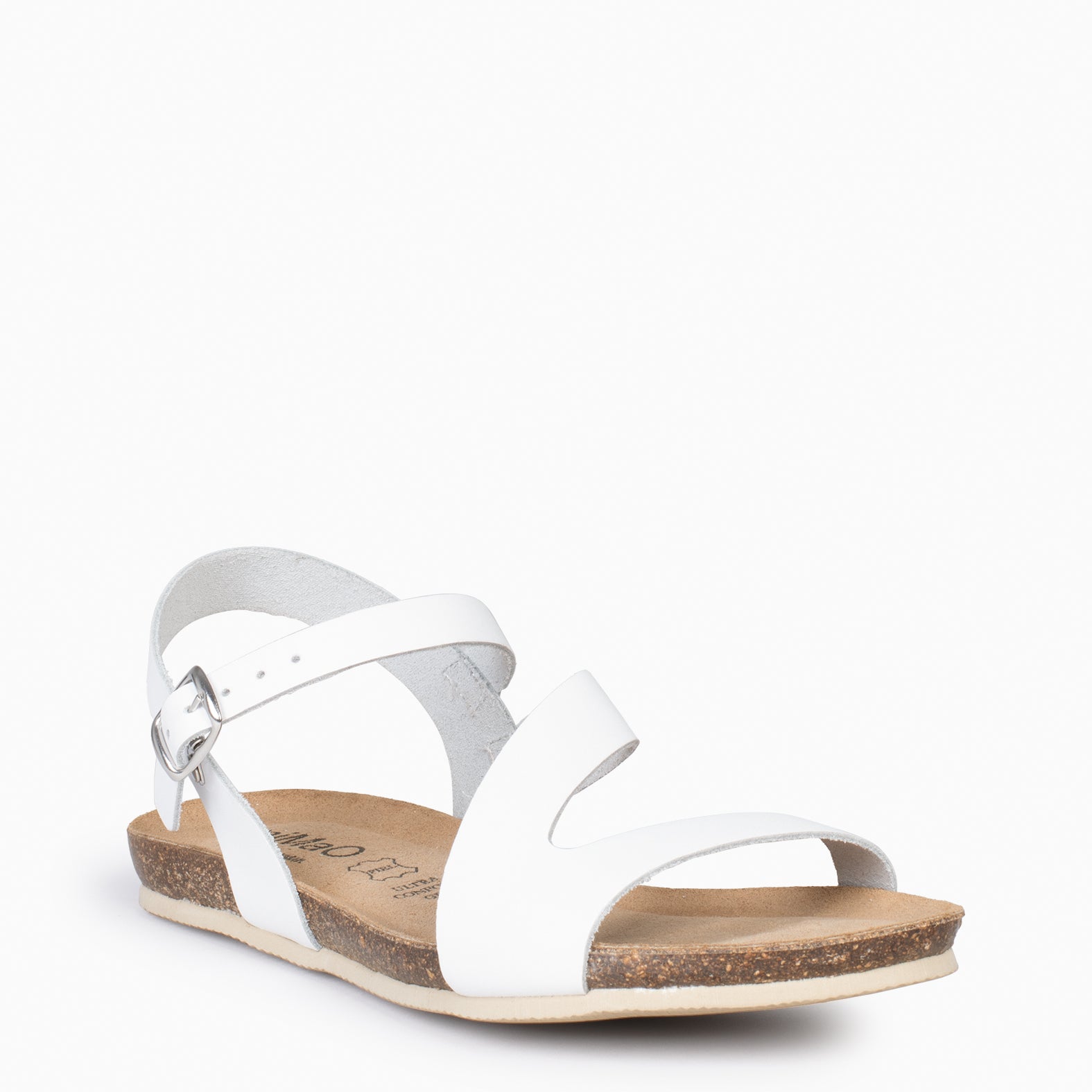 LIS – Sandalias BIO de piel de Vaquetilla BLANCO