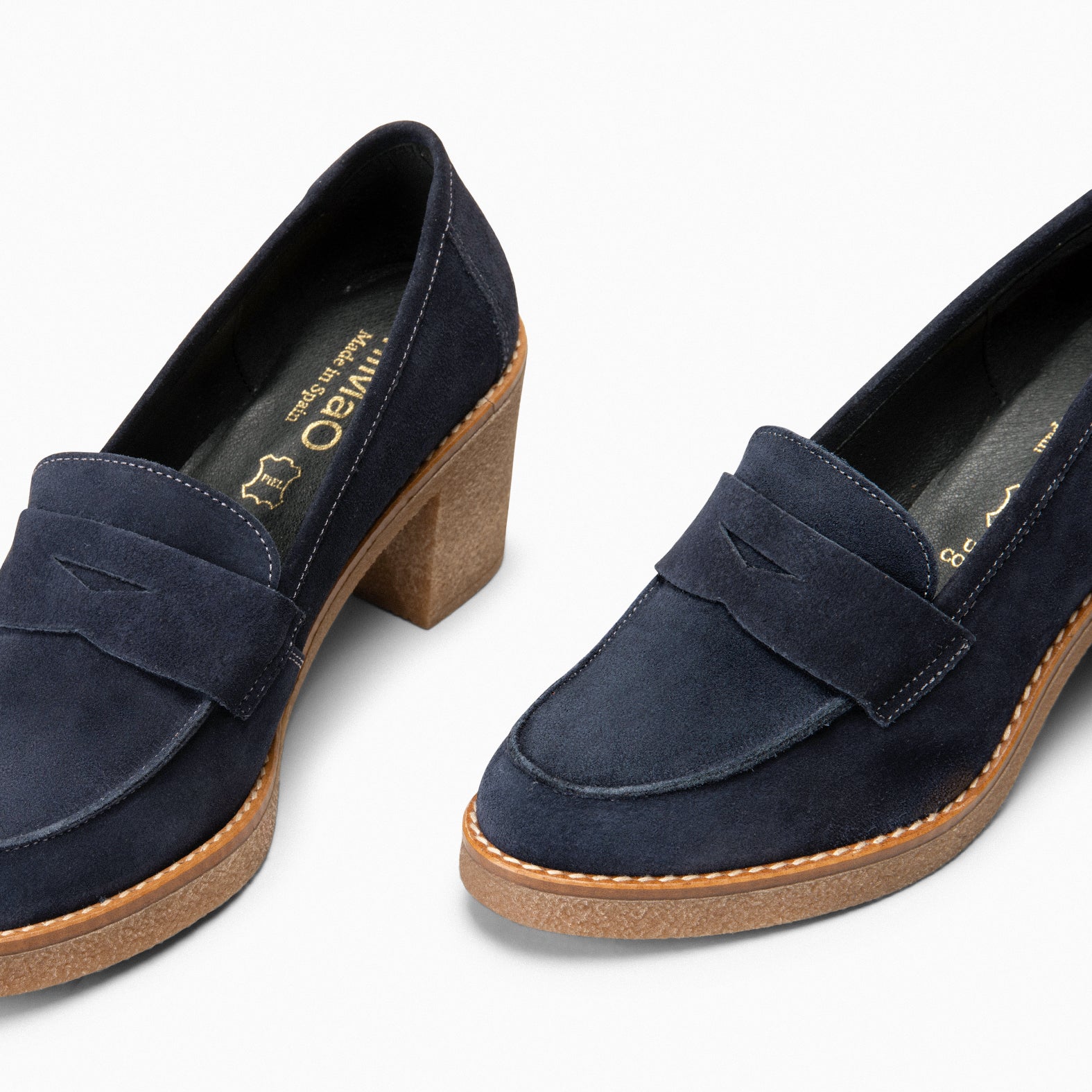 MOKKA – Mocasín de serraje con tacón MARINO