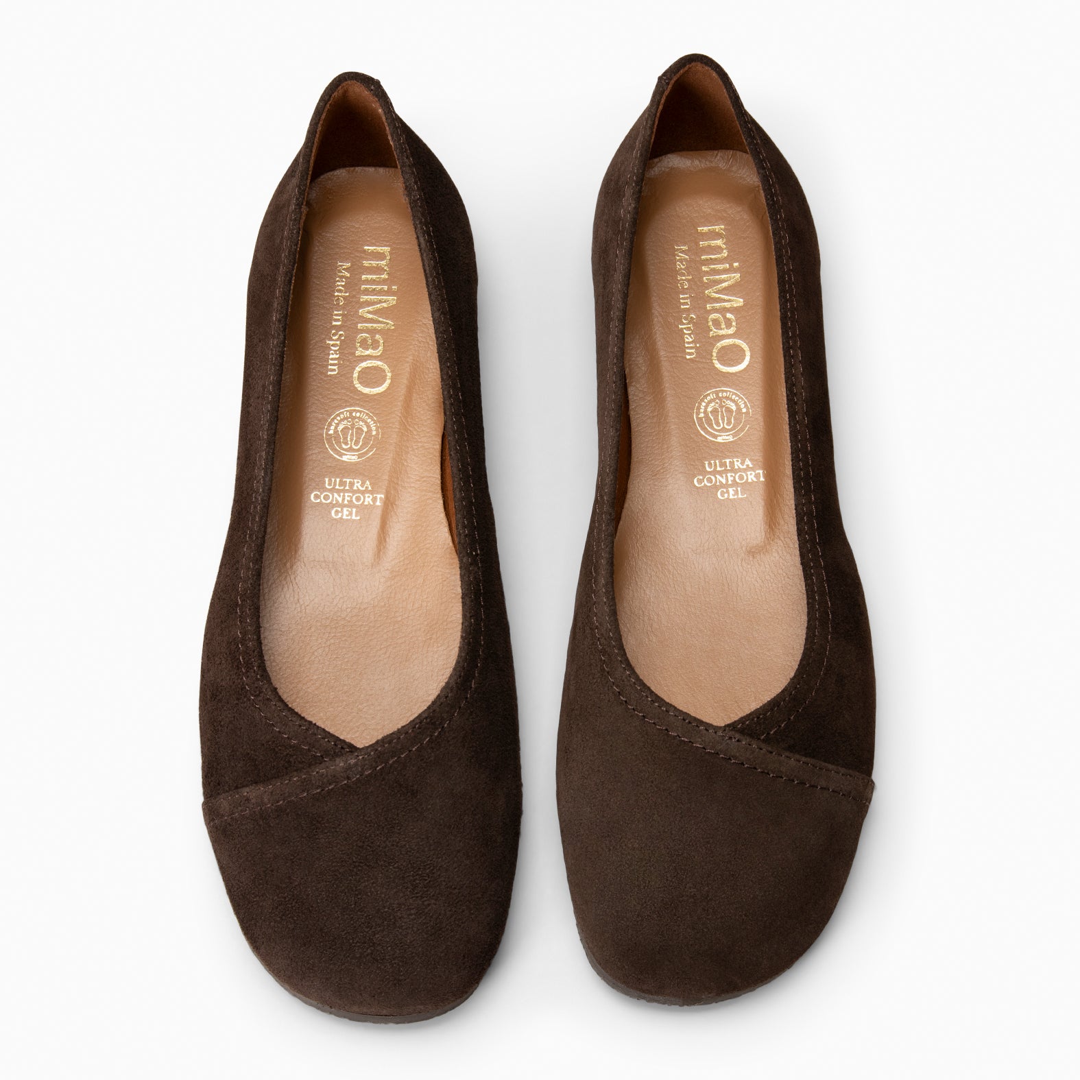 PLUMA - Bailarina baresoft de serraje en MARRON