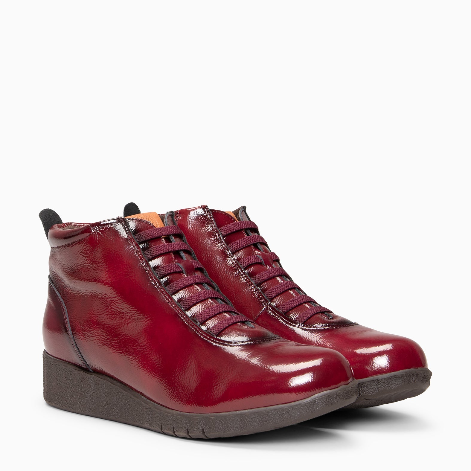 FLEXY - Zapatillas de charol BURDEOS abotinadas