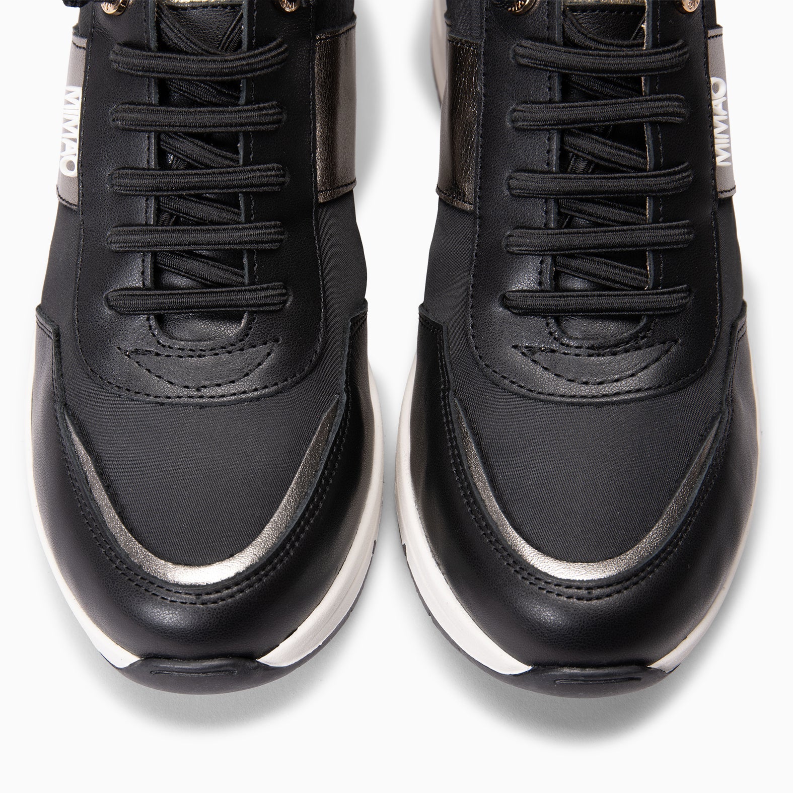 CAEN - Zapatillas con cuña en materiales combinados NEGRO