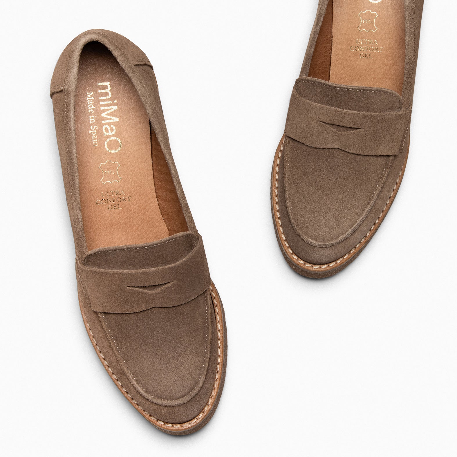 MOKKA – Mocasín de serraje con tacón TAUPE