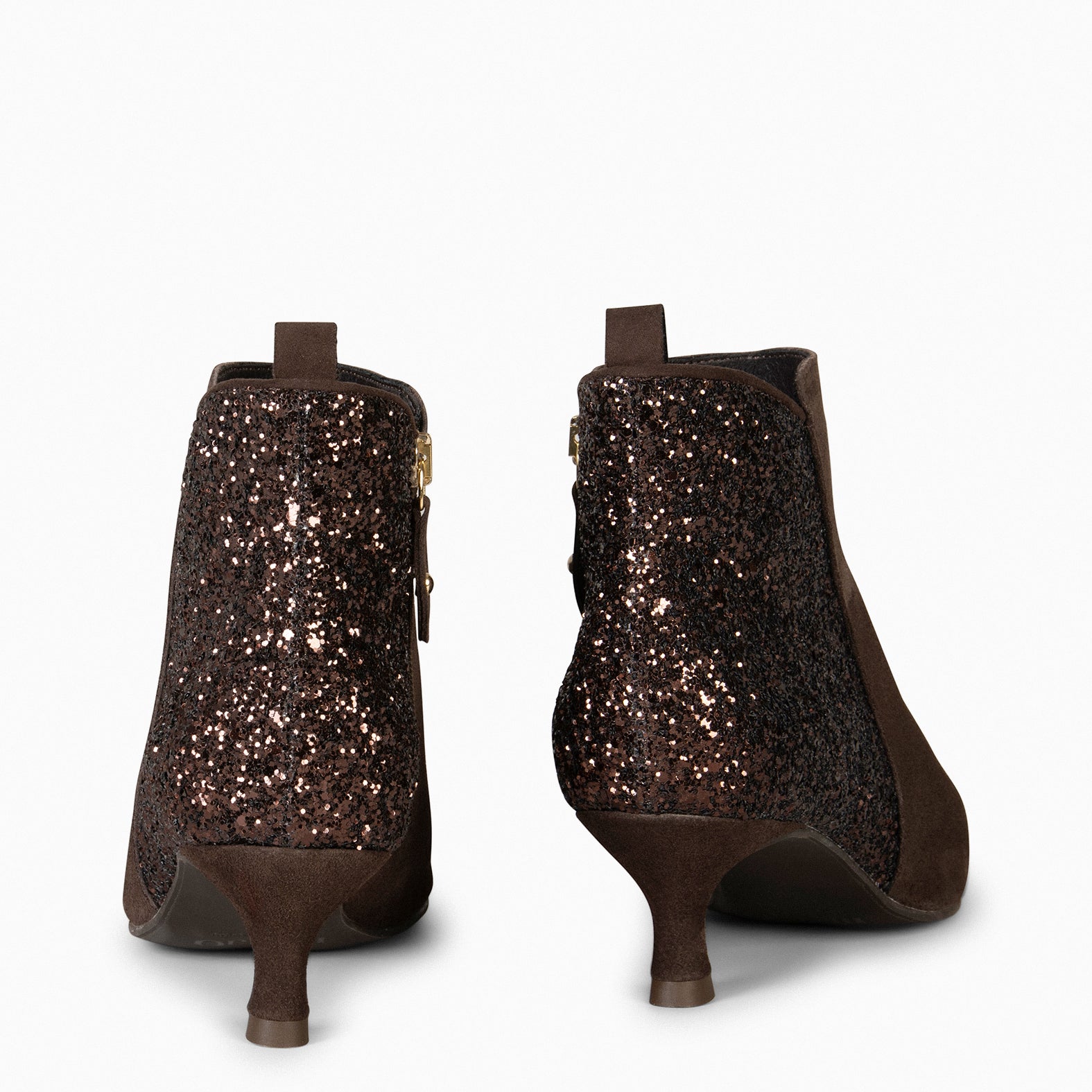 ROYAL - Botines tacón bajo MARRÓN GLITTER