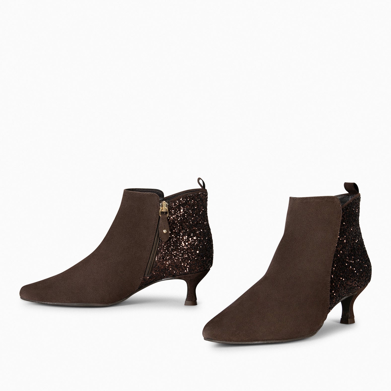 ROYAL - Botines tacón bajo MARRÓN GLITTER