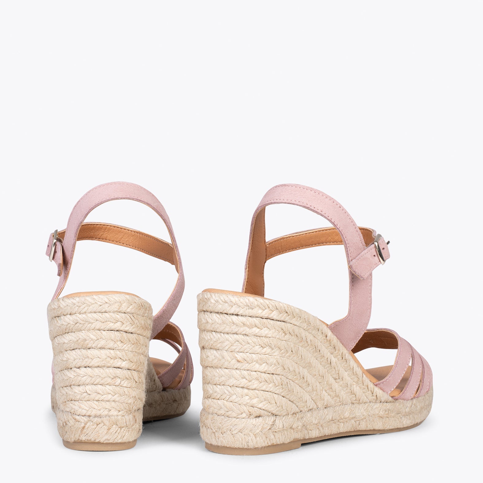 OYAMBRE - Sandalias con cuña de esparto Cangrejera ROSA