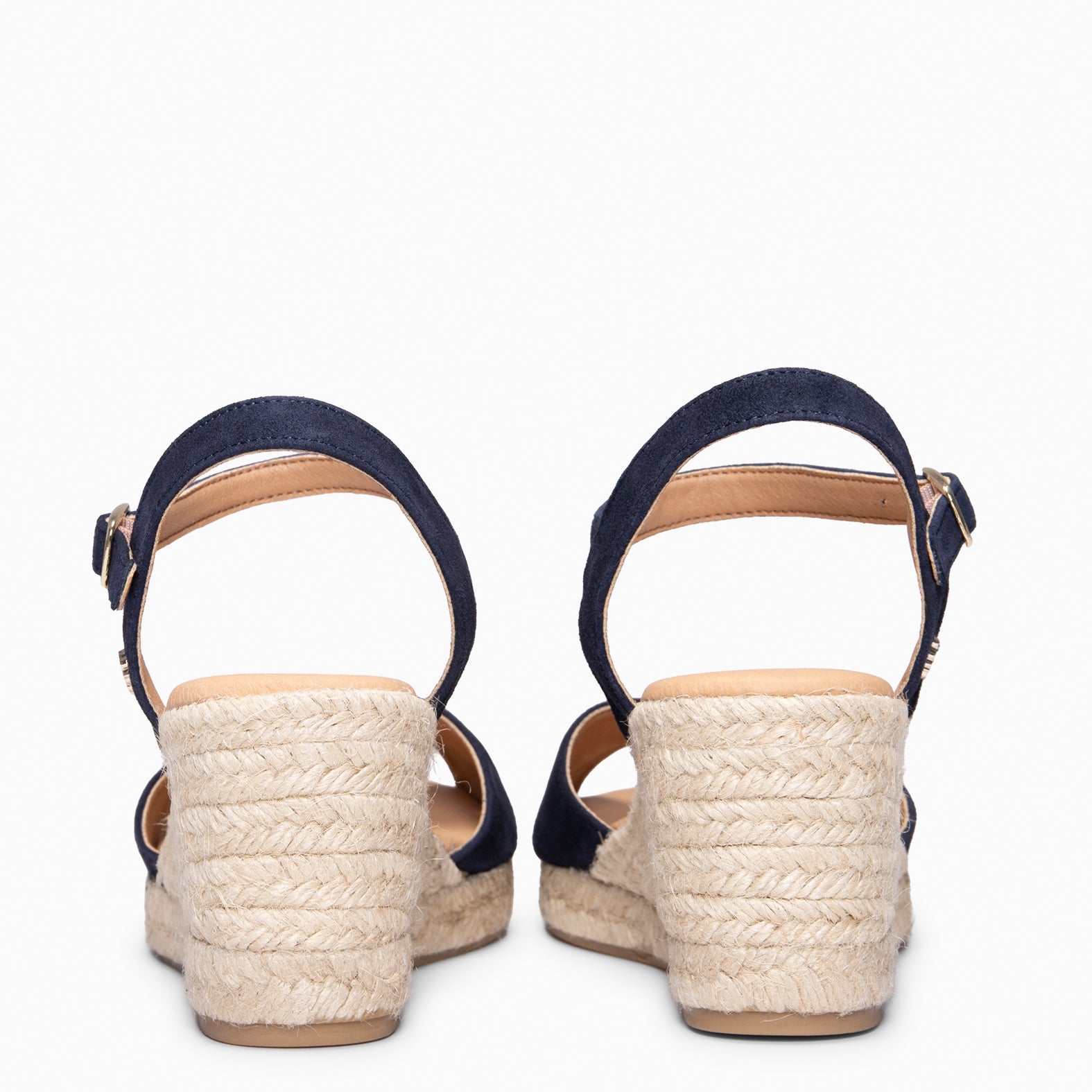 CALPE – Cuñas de Esparto artesanal con tiras y hebilla MARINO
