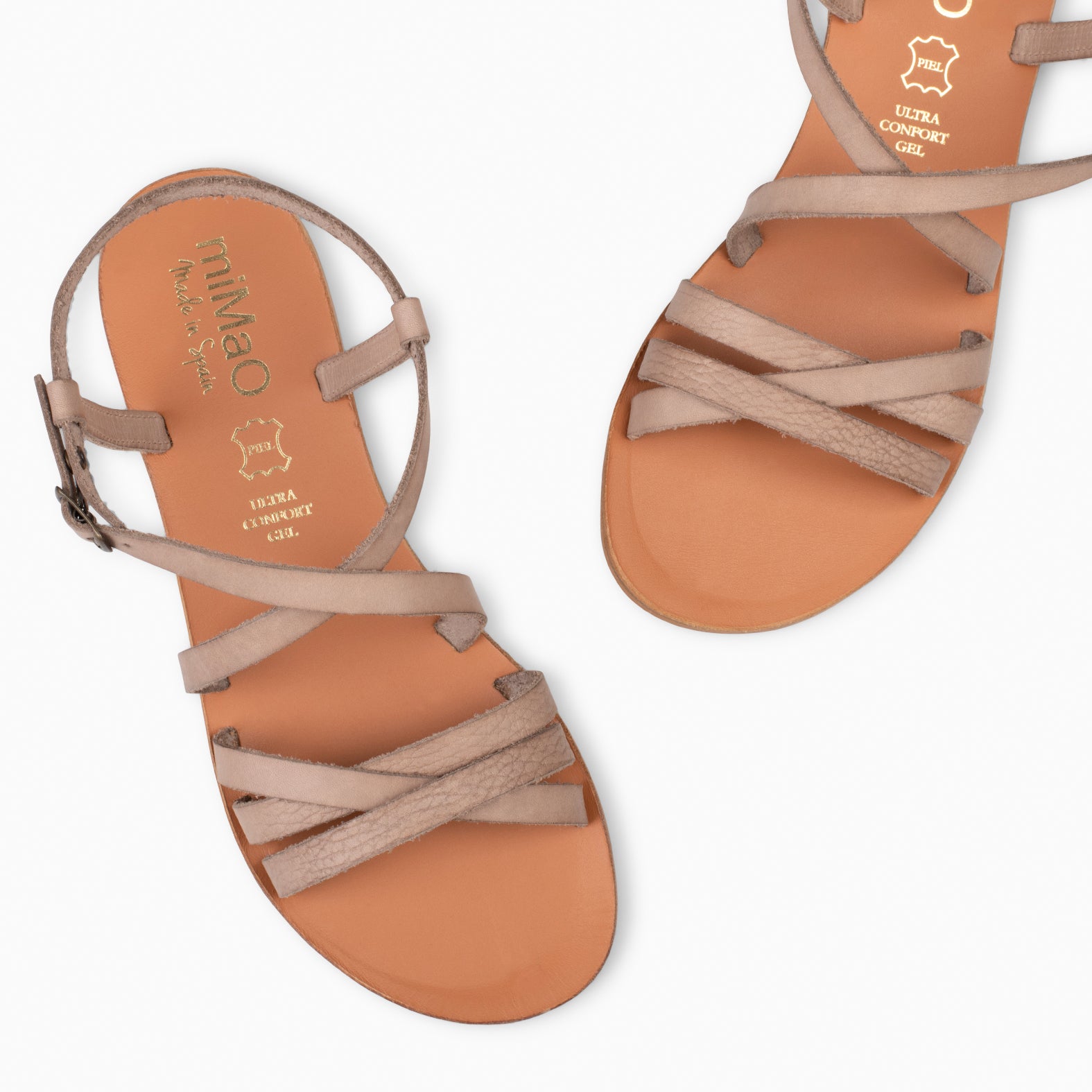 IXORA - Sandalias planas de mujer con hebilla TAUPE