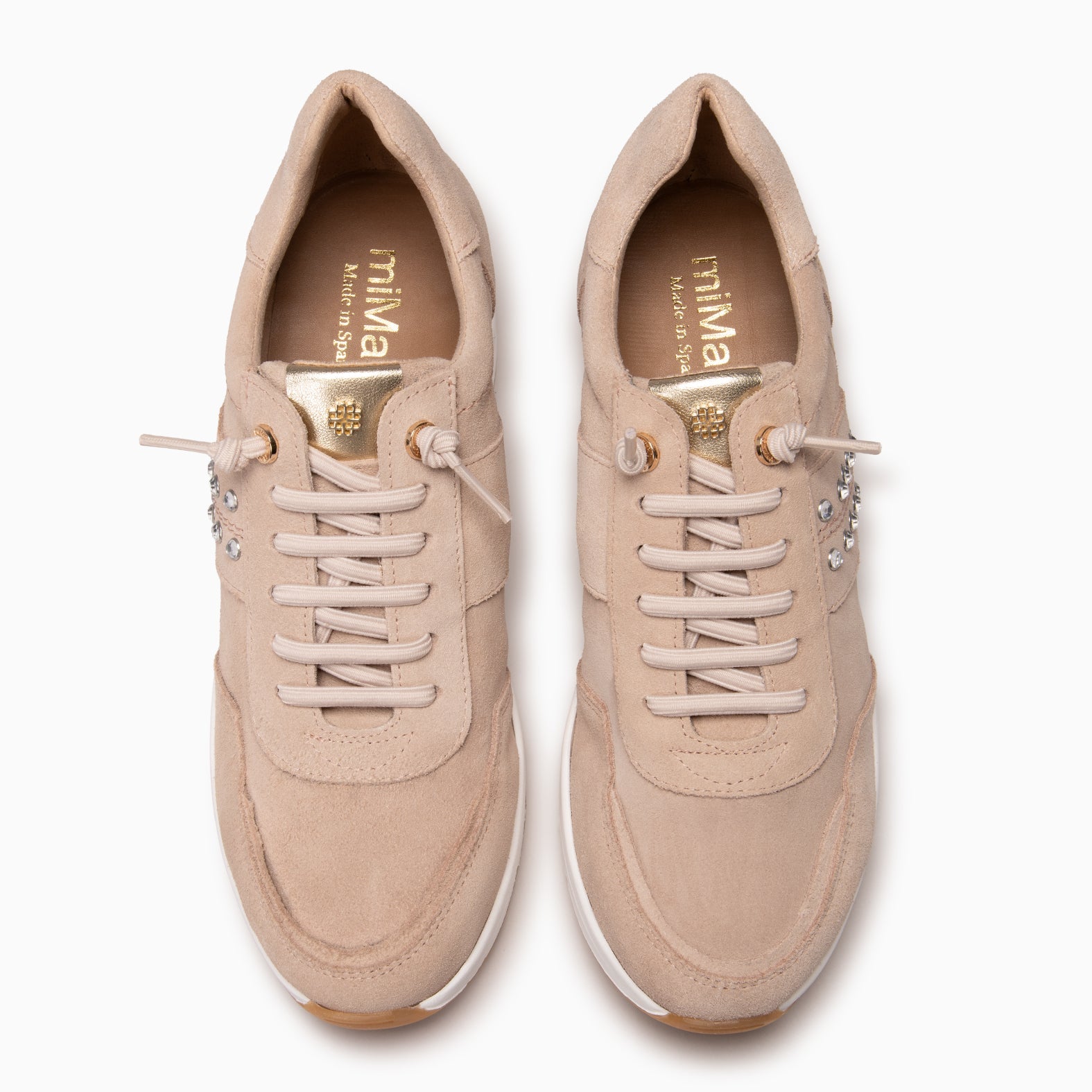 METZ - Zapatillas con cuña de ante ROSA CLARO