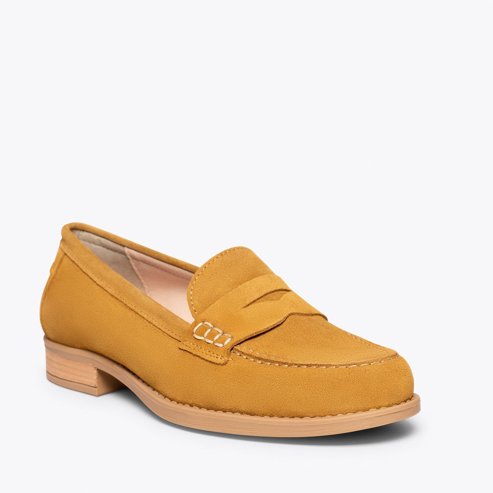 CASTELLANO - Mocasín de mujer con tacón bajo CAMEL
