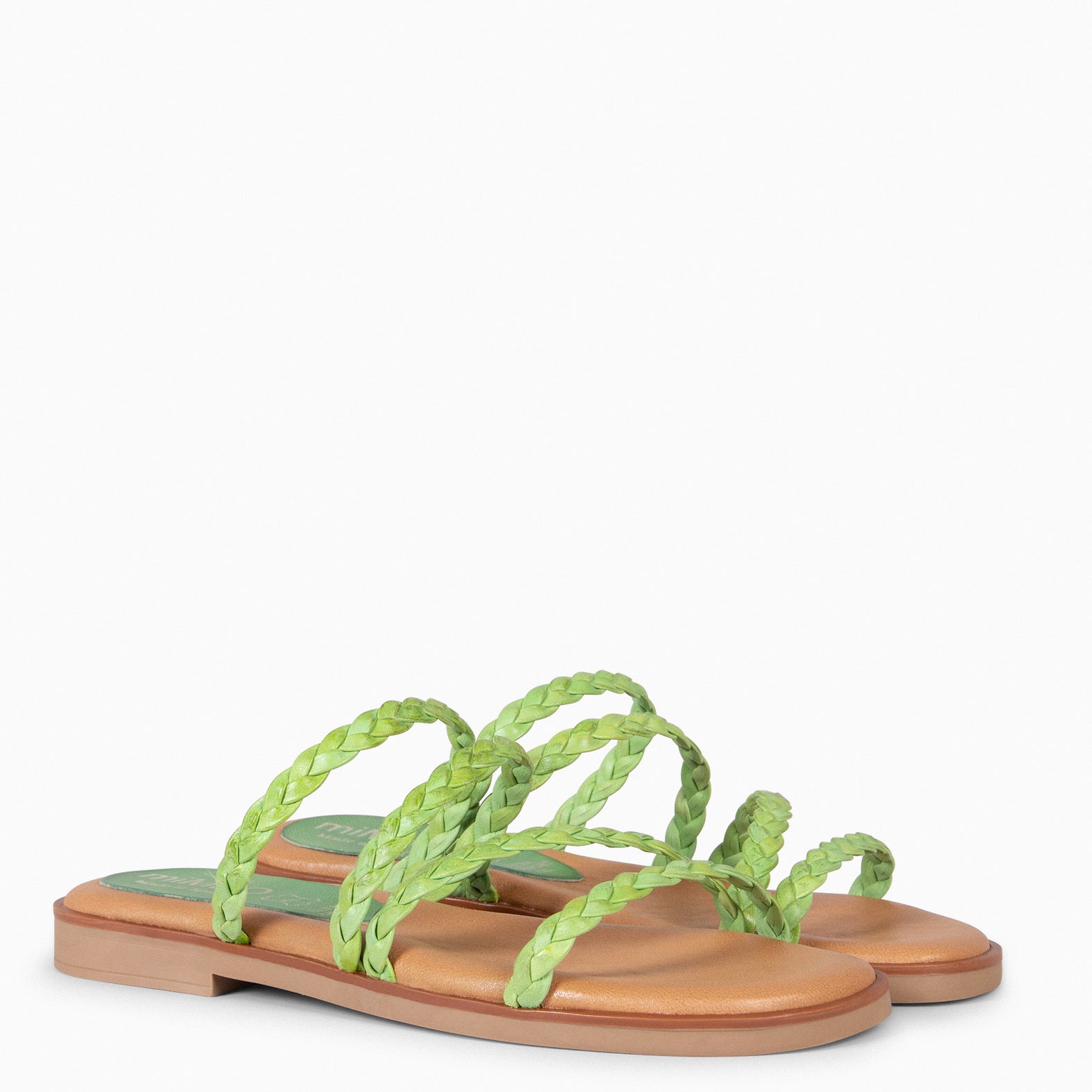 HIDRA - Sandalias planas trenzadas VERDE