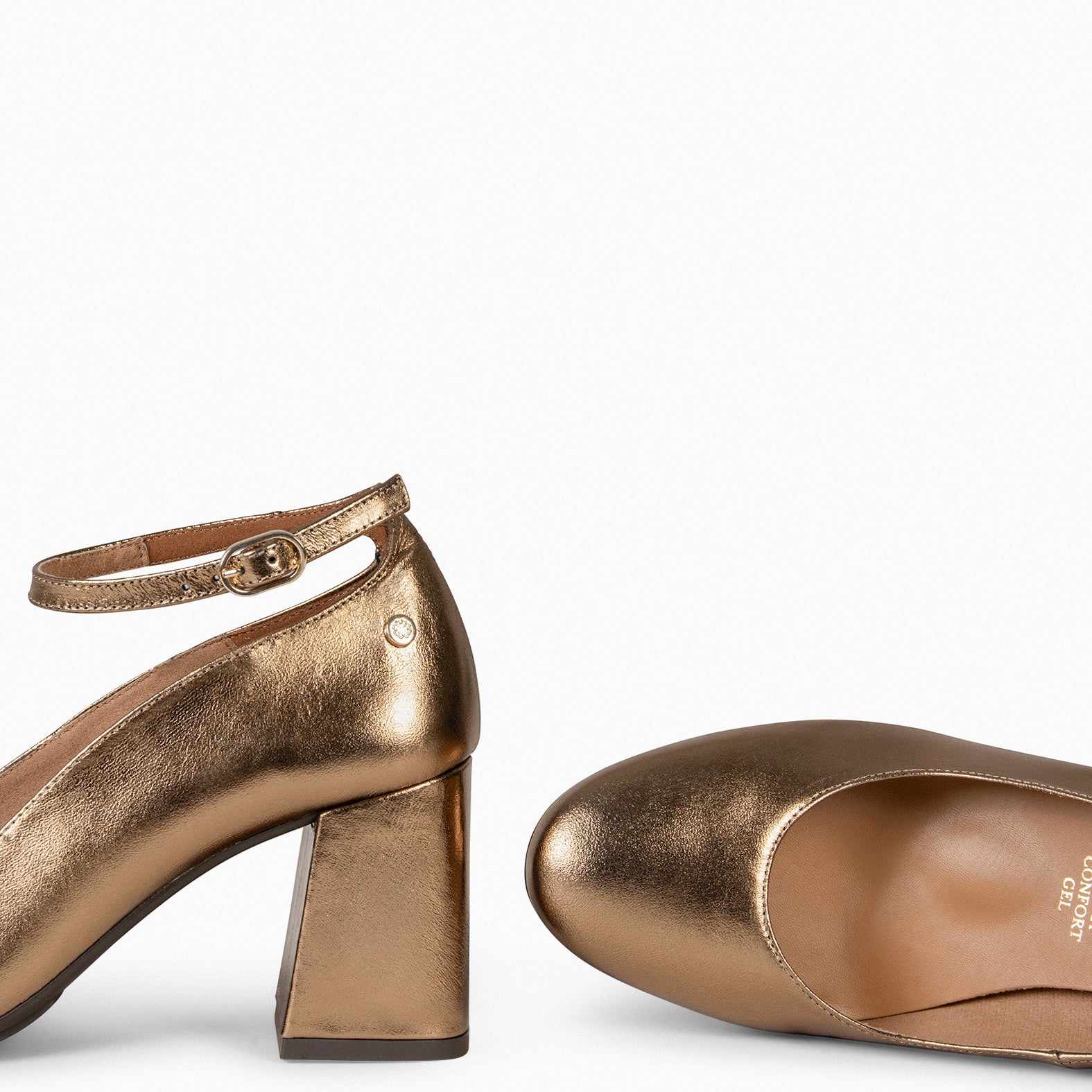 CAROL – Zapatos con pulsera y tacón ORO VIEJO